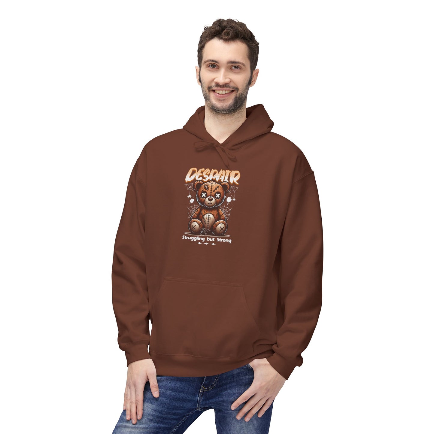 Despair Bear Hoodie | Cozy Graphic Fleece Sweatshirt for Comfort | Cute Gift for Friends | Fall Essentials | Unisex Casual Wear
