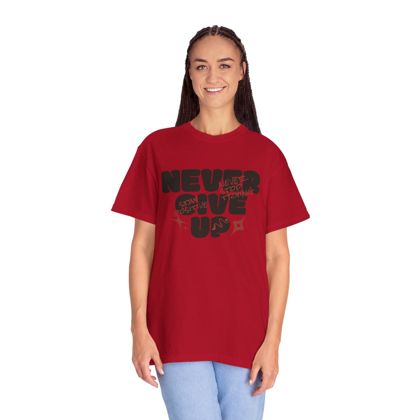 Unisex Motivational T-Shirt - Never Give Up, Inspirational Tee, Gift for Him/Her, Casual Wear, Fitness & Encouragement