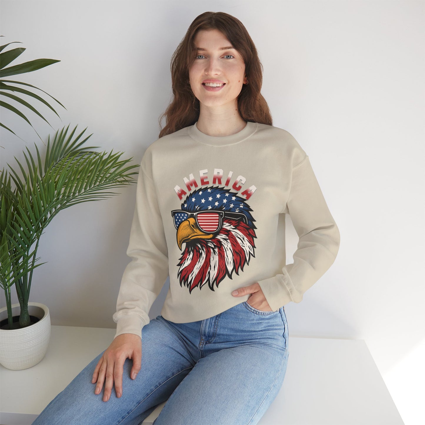 Patriotic Eagle Crewneck Sweatshirt, America Sweatshirt, Unisex Pullover, 4th of July Shirt, Eagle Graphic Sweatshirt