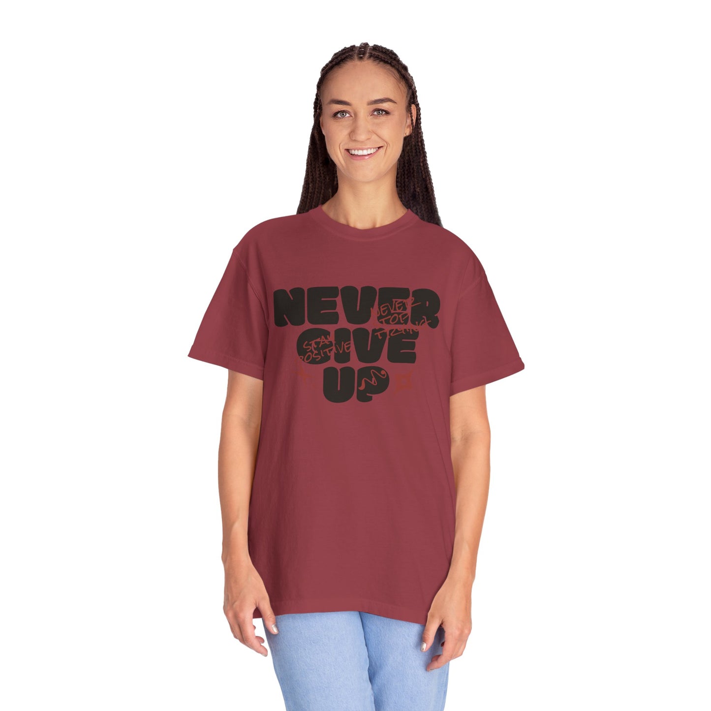 Unisex Motivational T-Shirt - Never Give Up, Inspirational Tee, Gift for Him/Her, Casual Wear, Fitness & Encouragement