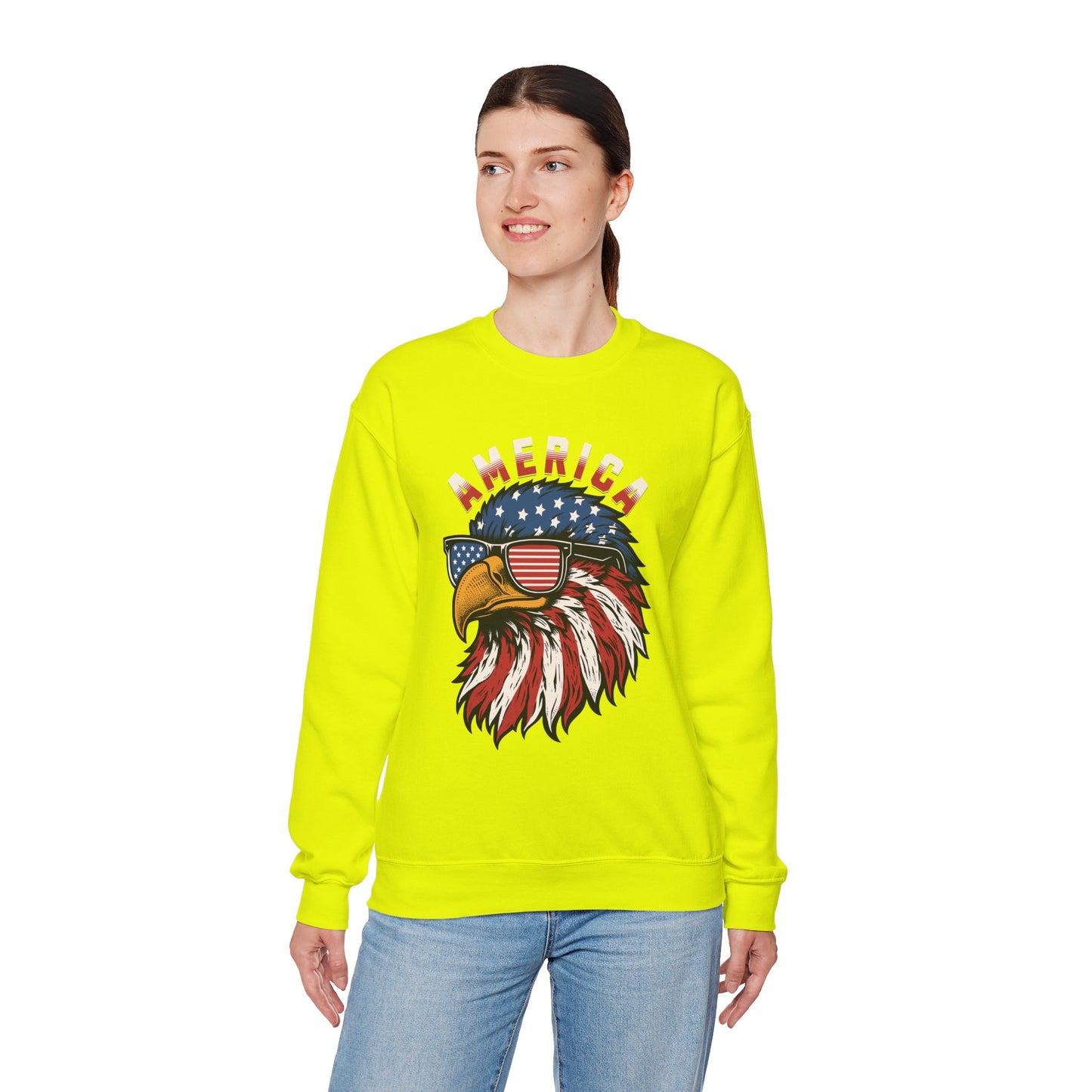 Patriotic Eagle Crewneck Sweatshirt, America Sweatshirt, Unisex Pullover, 4th of July Shirt, Eagle Graphic Sweatshirt