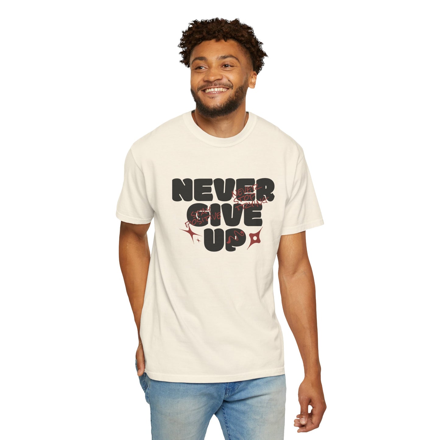 Unisex Motivational T-Shirt - Never Give Up, Inspirational Tee, Gift for Him/Her, Casual Wear, Fitness & Encouragement