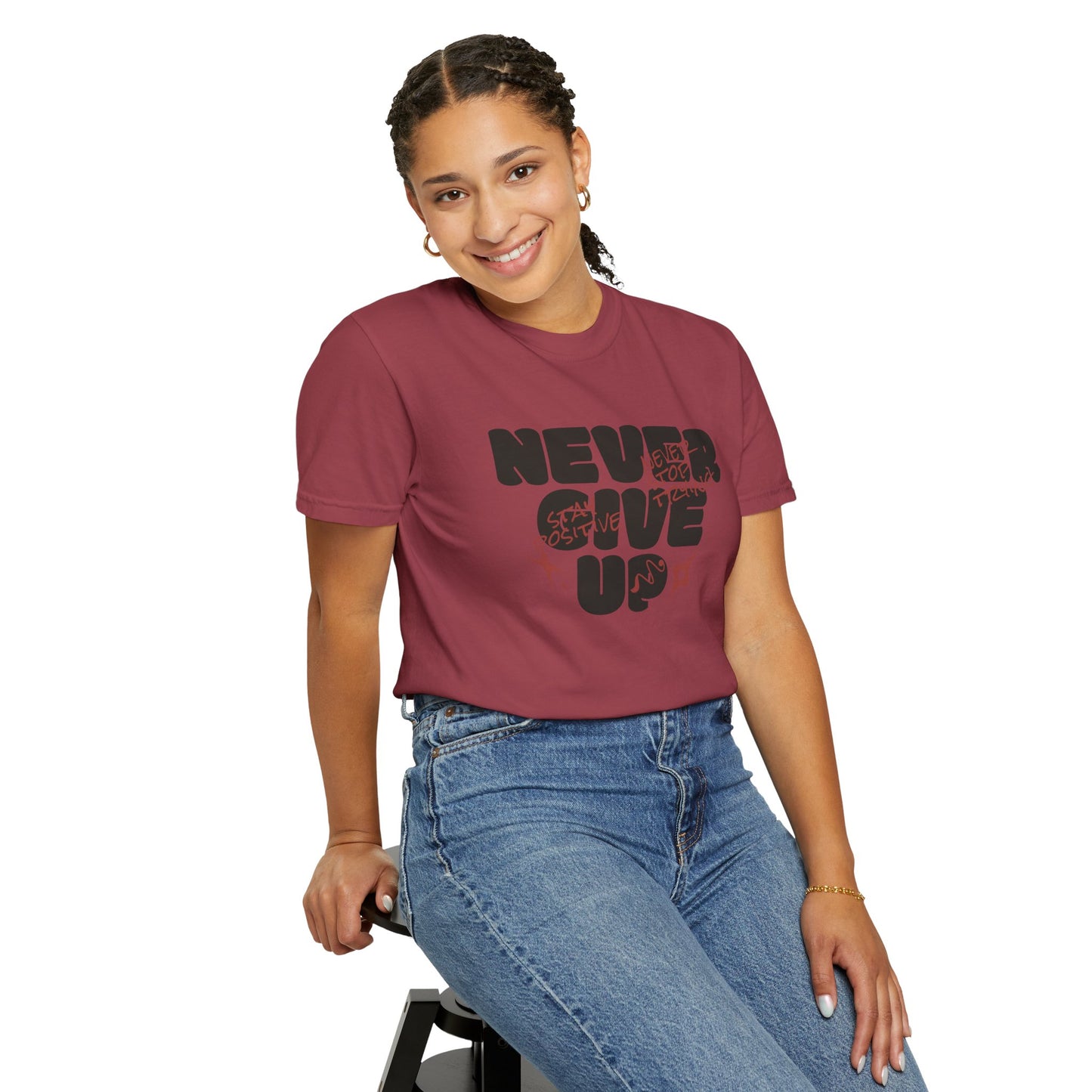 Unisex Motivational T-Shirt - Never Give Up, Inspirational Tee, Gift for Him/Her, Casual Wear, Fitness & Encouragement