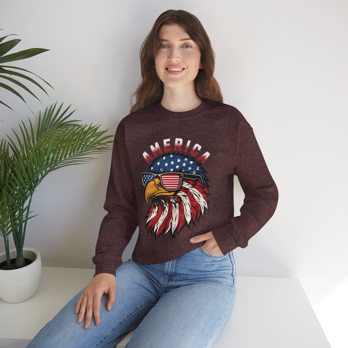 Patriotic Eagle Crewneck Sweatshirt, America Sweatshirt, Unisex Pullover, 4th of July Shirt, Eagle Graphic Sweatshirt