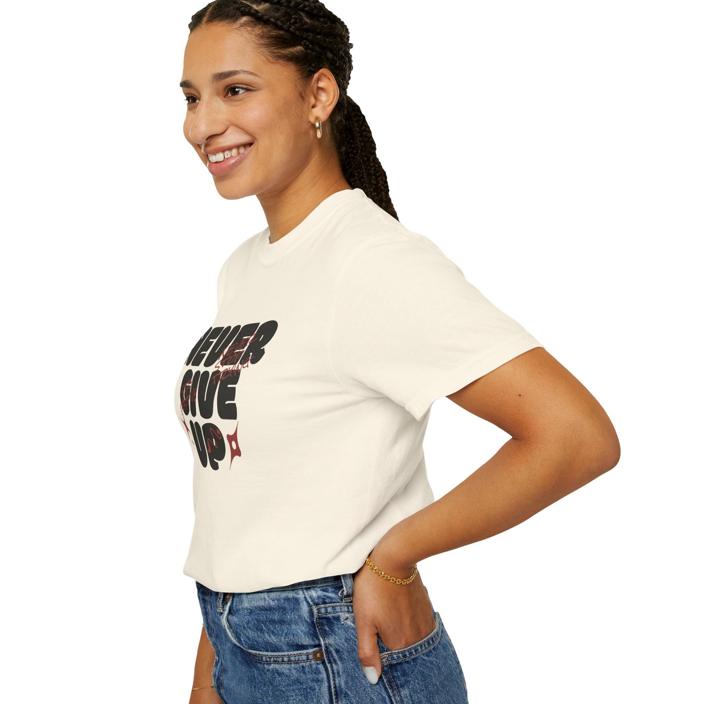 Unisex Motivational T-Shirt - Never Give Up, Inspirational Tee, Gift for Him/Her, Casual Wear, Fitness & Encouragement