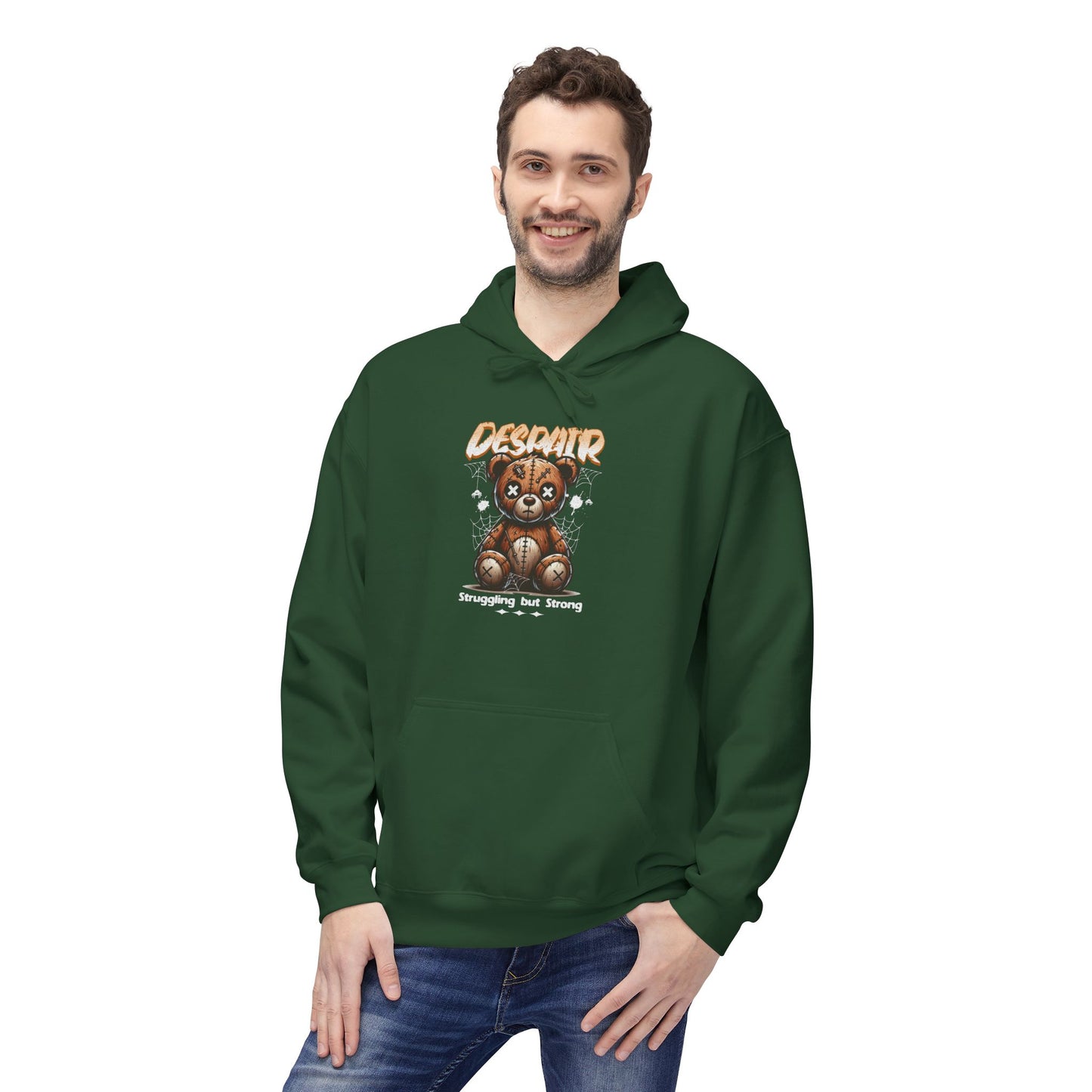Despair Bear Hoodie | Cozy Graphic Fleece Sweatshirt for Comfort | Cute Gift for Friends | Fall Essentials | Unisex Casual Wear