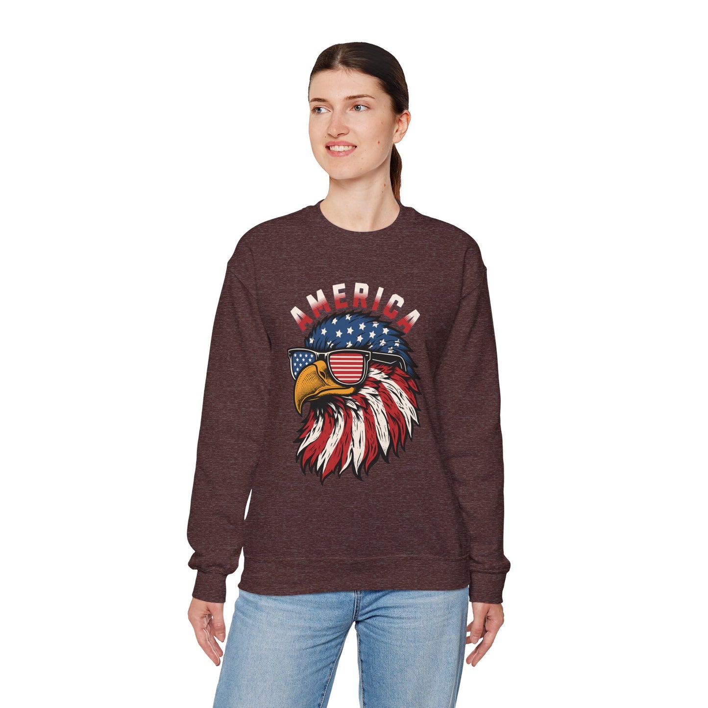Patriotic Eagle Crewneck Sweatshirt, America Sweatshirt, Unisex Pullover, 4th of July Shirt, Eagle Graphic Sweatshirt