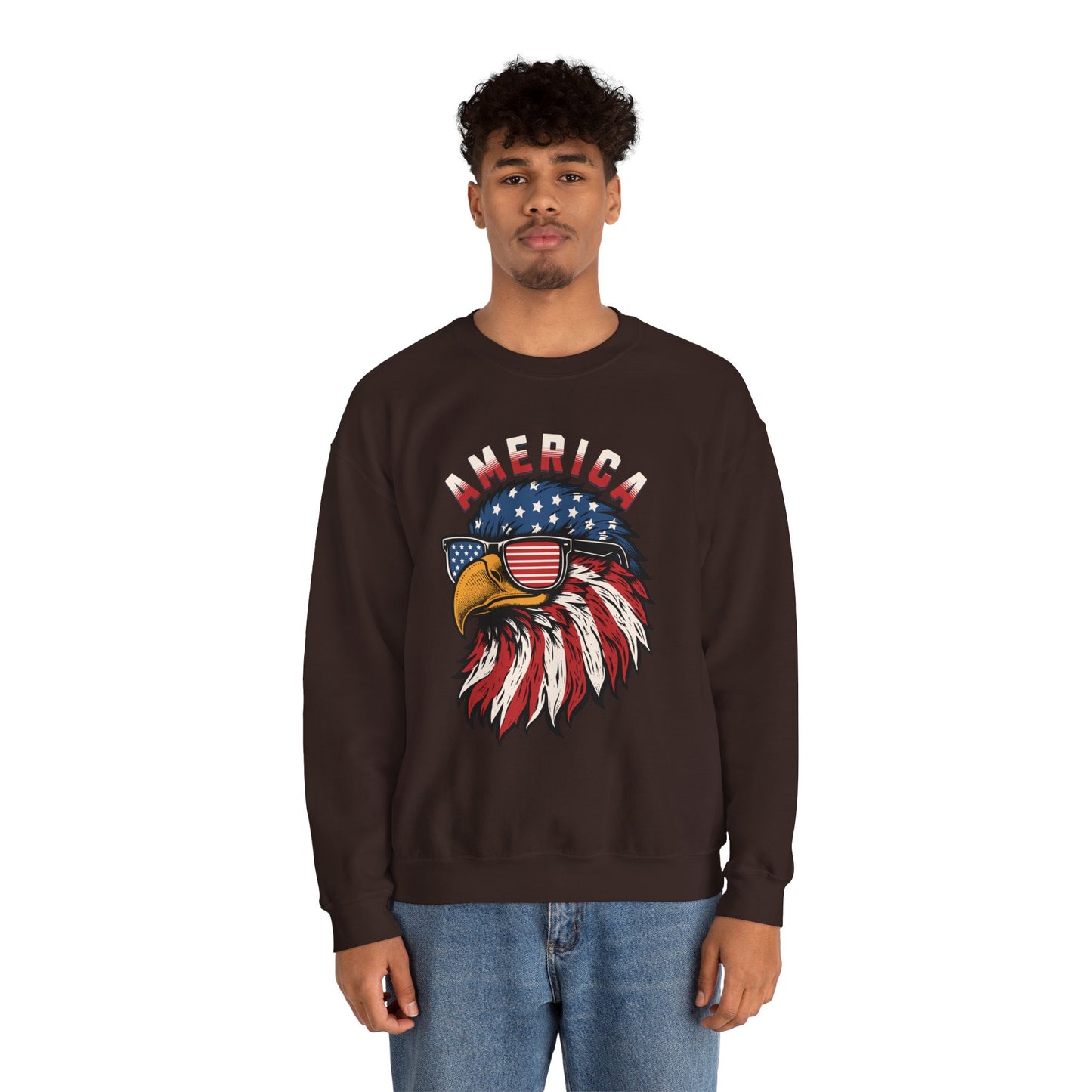 Patriotic Eagle Crewneck Sweatshirt, America Sweatshirt, Unisex Pullover, 4th of July Shirt, Eagle Graphic Sweatshirt