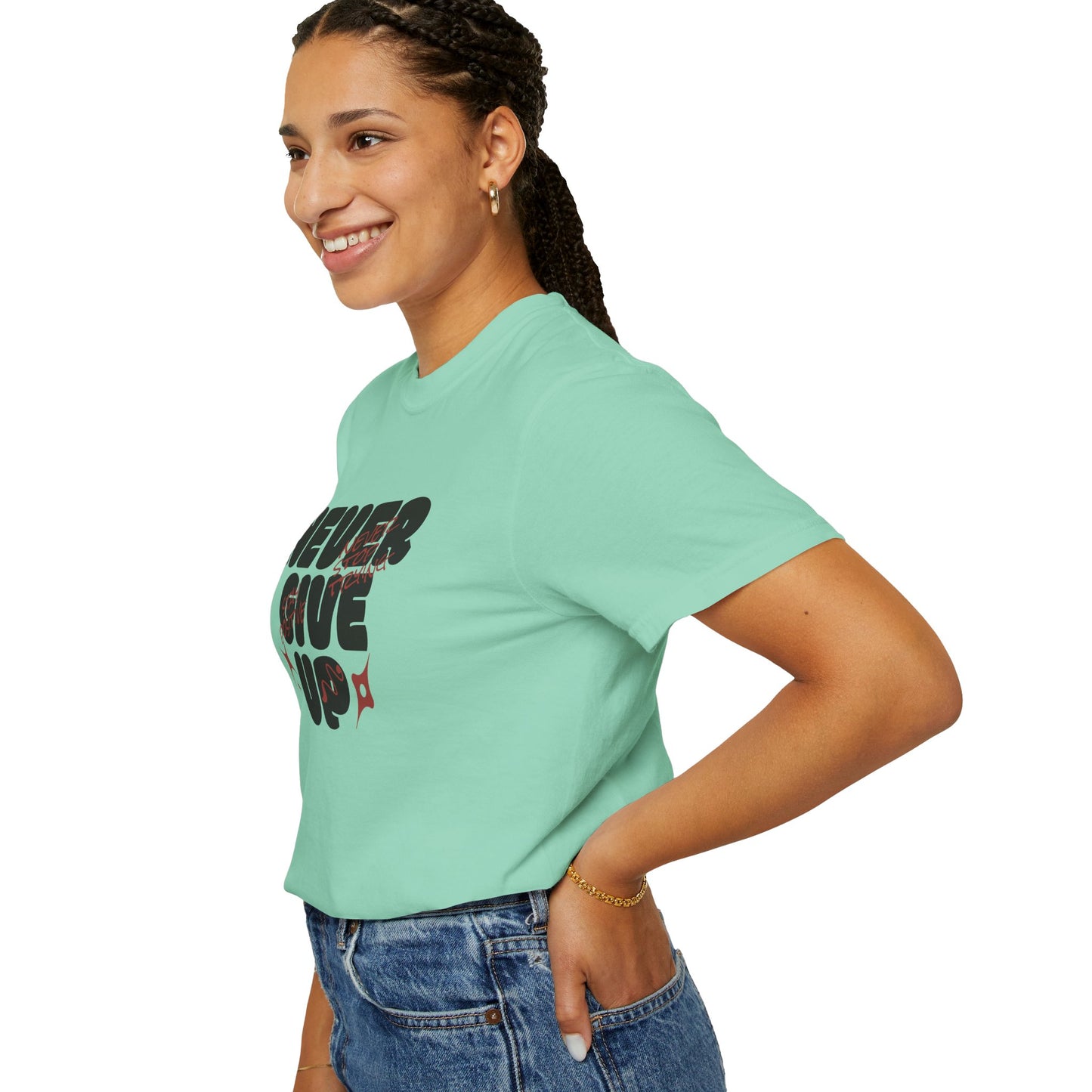 Unisex Motivational T-Shirt - Never Give Up, Inspirational Tee, Gift for Him/Her, Casual Wear, Fitness & Encouragement