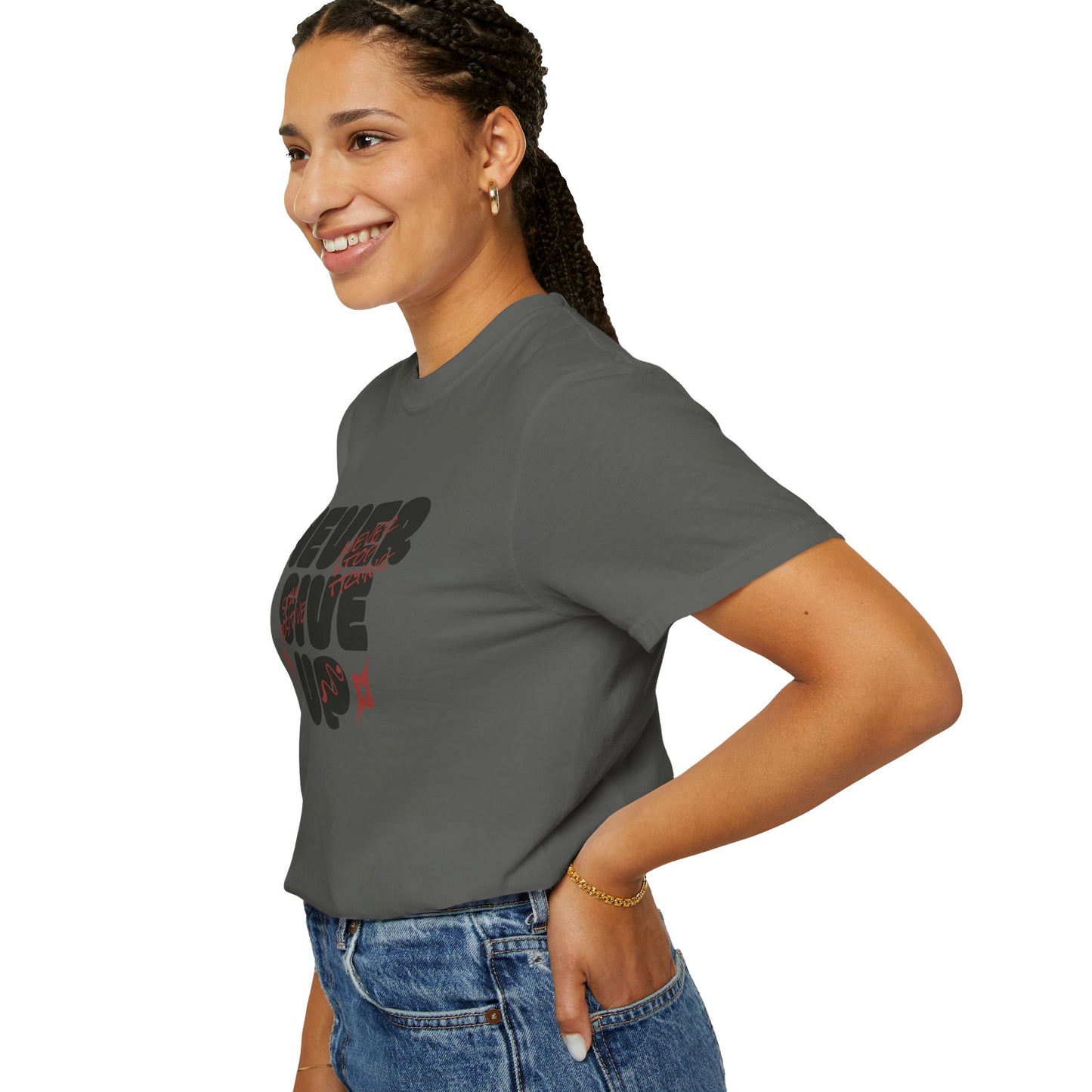 Unisex Motivational T-Shirt - Never Give Up, Inspirational Tee, Gift for Him/Her, Casual Wear, Fitness & Encouragement