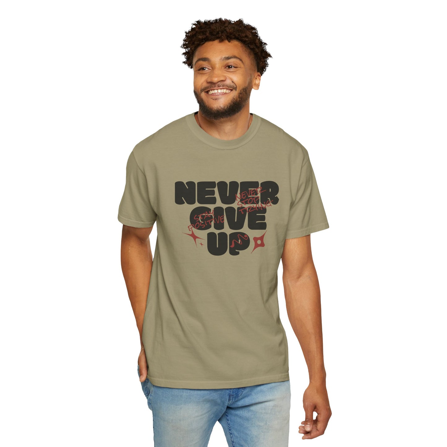 Unisex Motivational T-Shirt - Never Give Up, Inspirational Tee, Gift for Him/Her, Casual Wear, Fitness & Encouragement