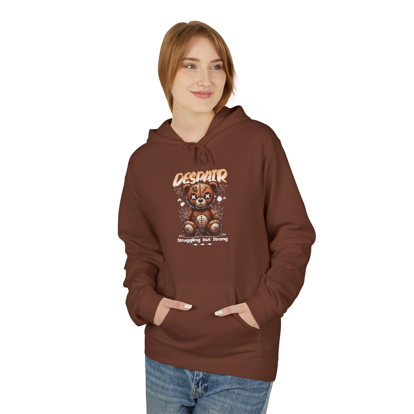 Despair Bear Hoodie | Cozy Graphic Fleece Sweatshirt for Comfort | Cute Gift for Friends | Fall Essentials | Unisex Casual Wear