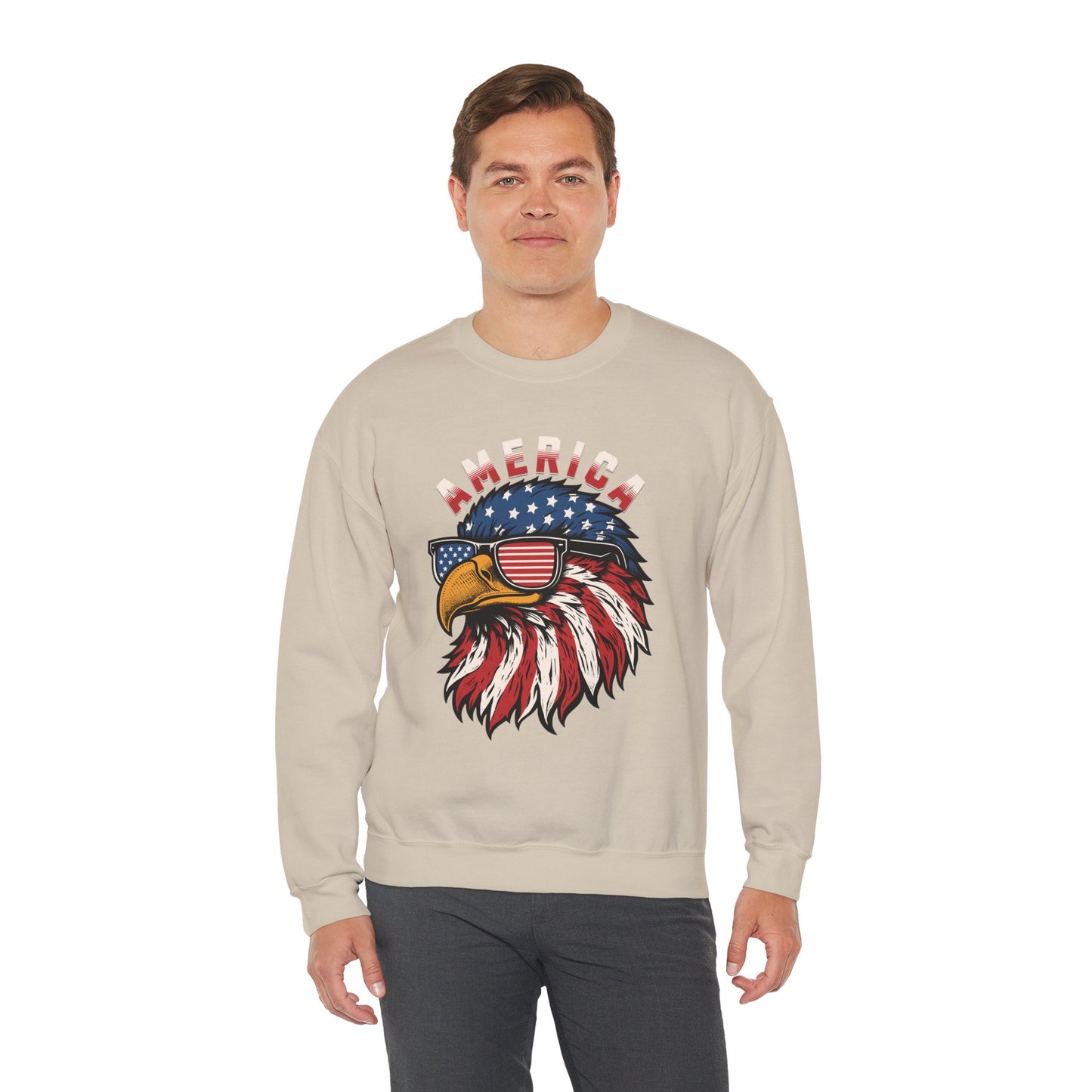 Patriotic Eagle Crewneck Sweatshirt, America Sweatshirt, Unisex Pullover, 4th of July Shirt, Eagle Graphic Sweatshirt