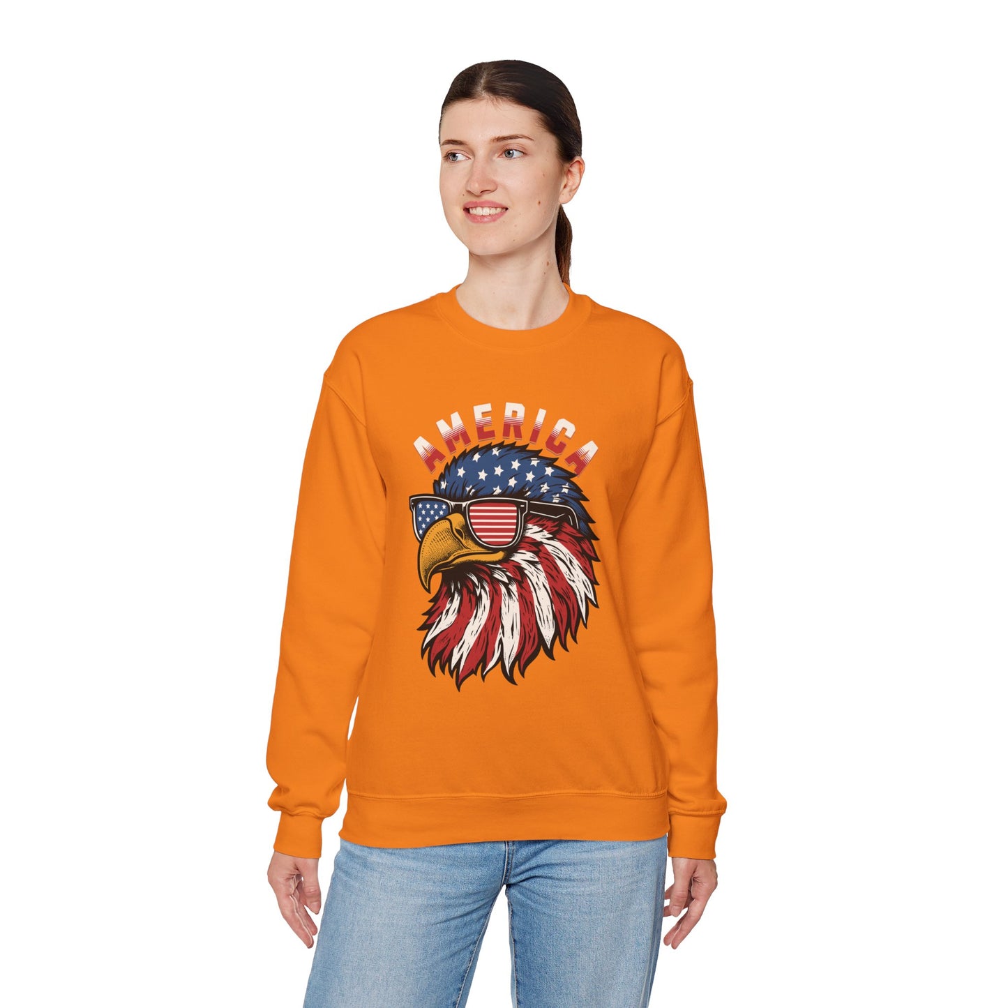 Patriotic Eagle Crewneck Sweatshirt, America Sweatshirt, Unisex Pullover, 4th of July Shirt, Eagle Graphic Sweatshirt
