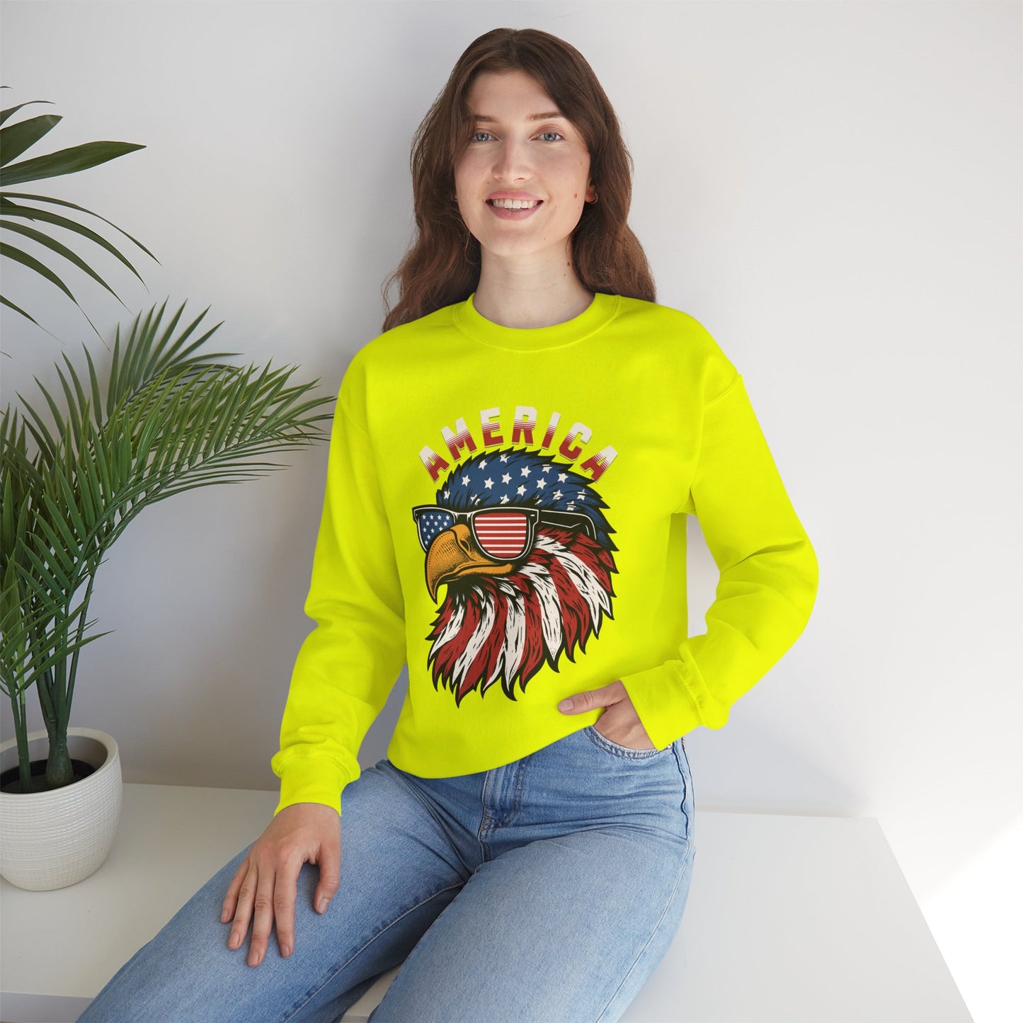 Patriotic Eagle Crewneck Sweatshirt, America Sweatshirt, Unisex Pullover, 4th of July Shirt, Eagle Graphic Sweatshirt