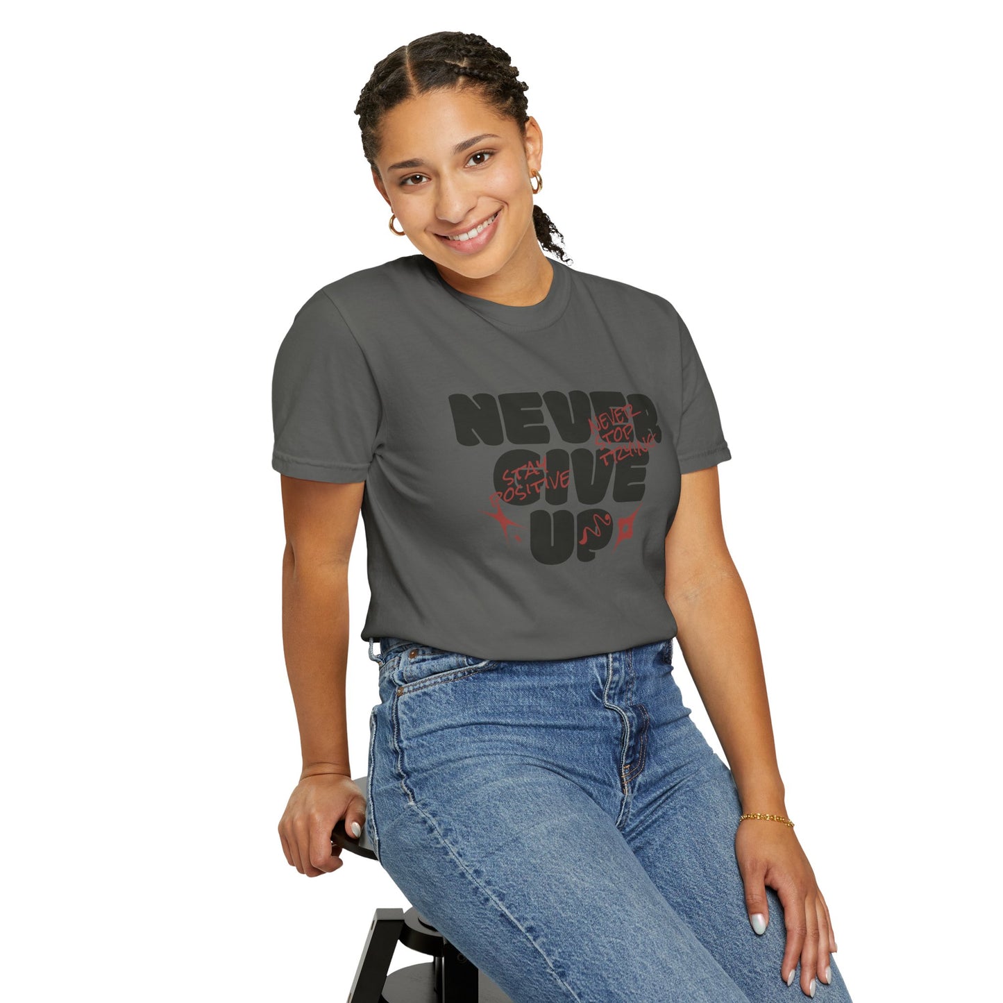 Unisex Motivational T-Shirt - Never Give Up, Inspirational Tee, Gift for Him/Her, Casual Wear, Fitness & Encouragement