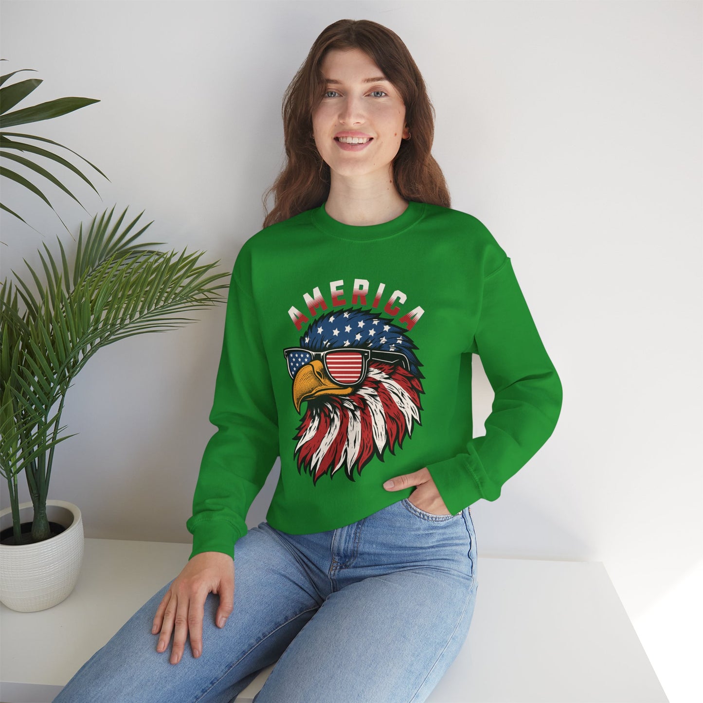 Patriotic Eagle Crewneck Sweatshirt, America Sweatshirt, Unisex Pullover, 4th of July Shirt, Eagle Graphic Sweatshirt