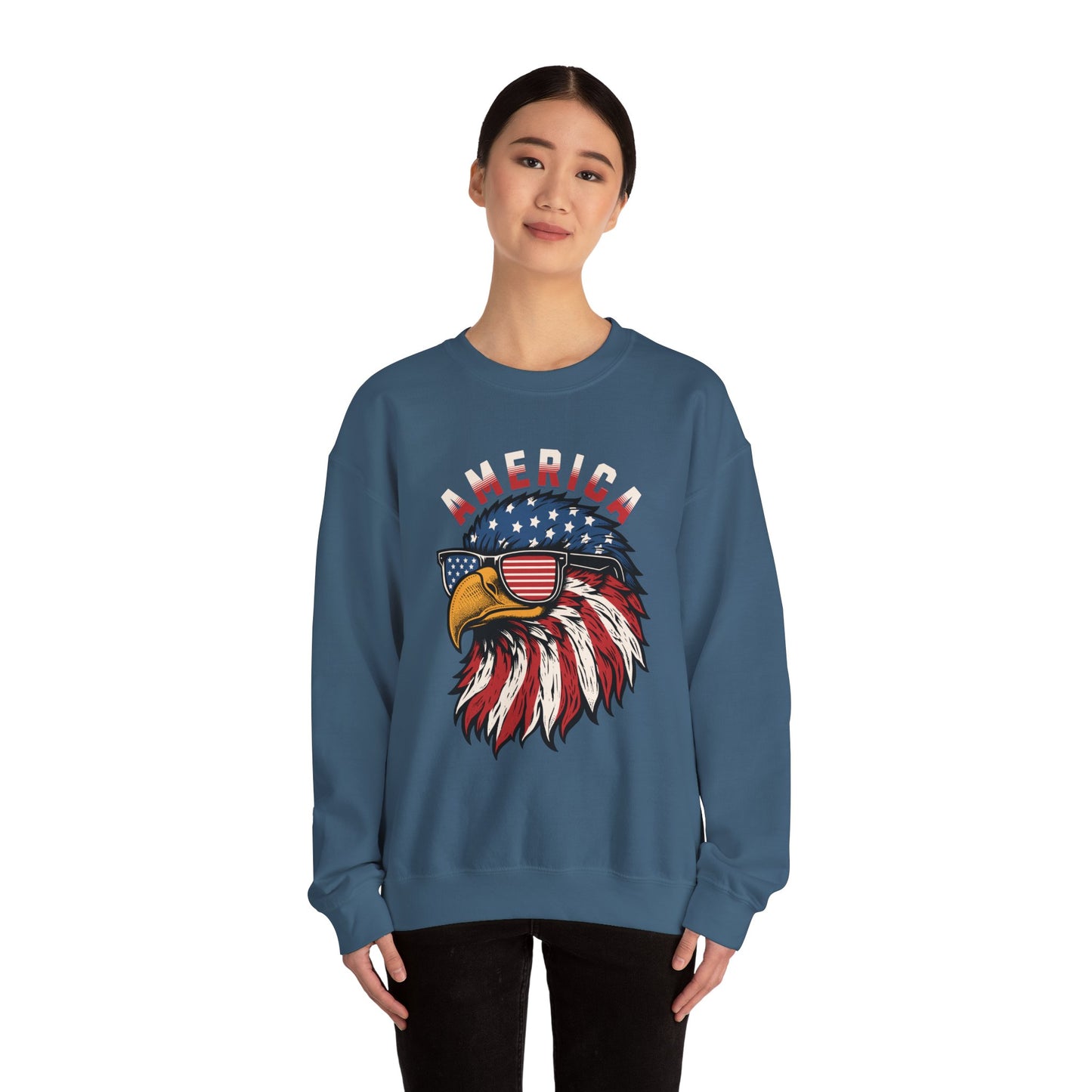 Patriotic Eagle Crewneck Sweatshirt, America Sweatshirt, Unisex Pullover, 4th of July Shirt, Eagle Graphic Sweatshirt