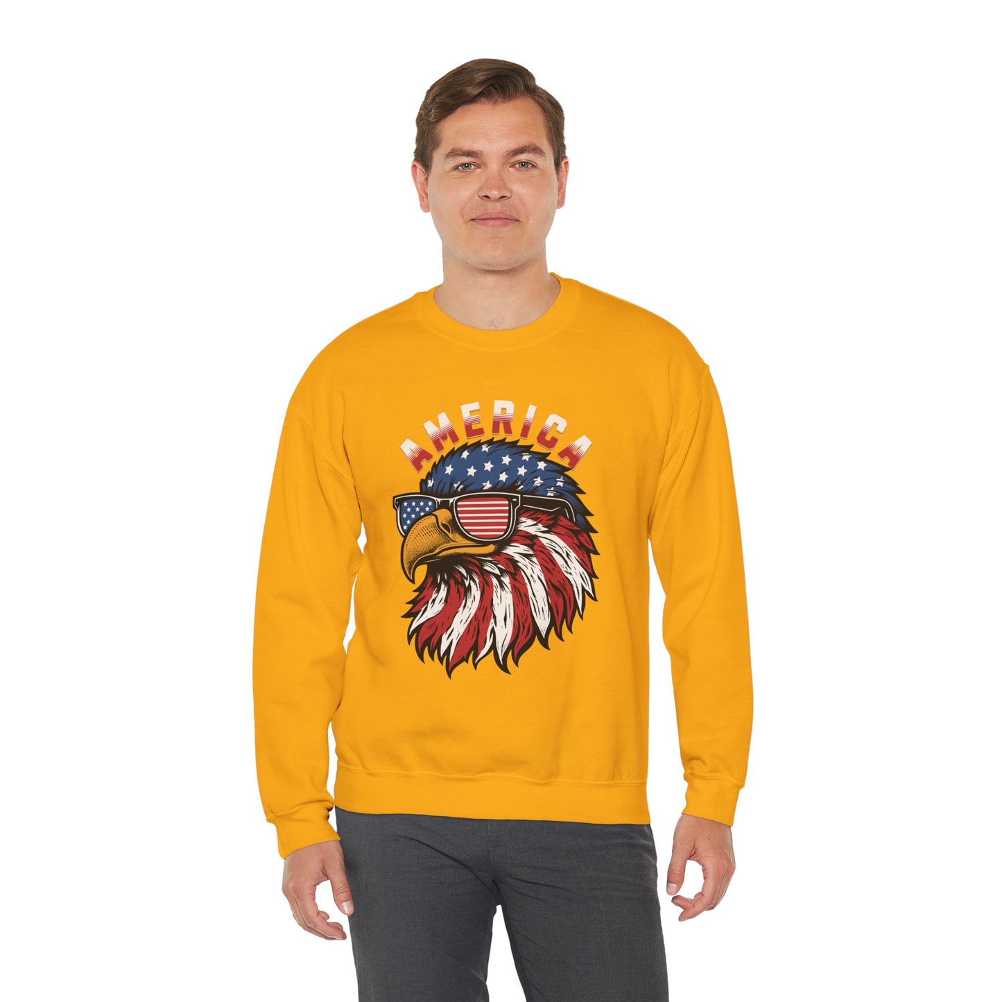 Patriotic Eagle Crewneck Sweatshirt, America Sweatshirt, Unisex Pullover, 4th of July Shirt, Eagle Graphic Sweatshirt