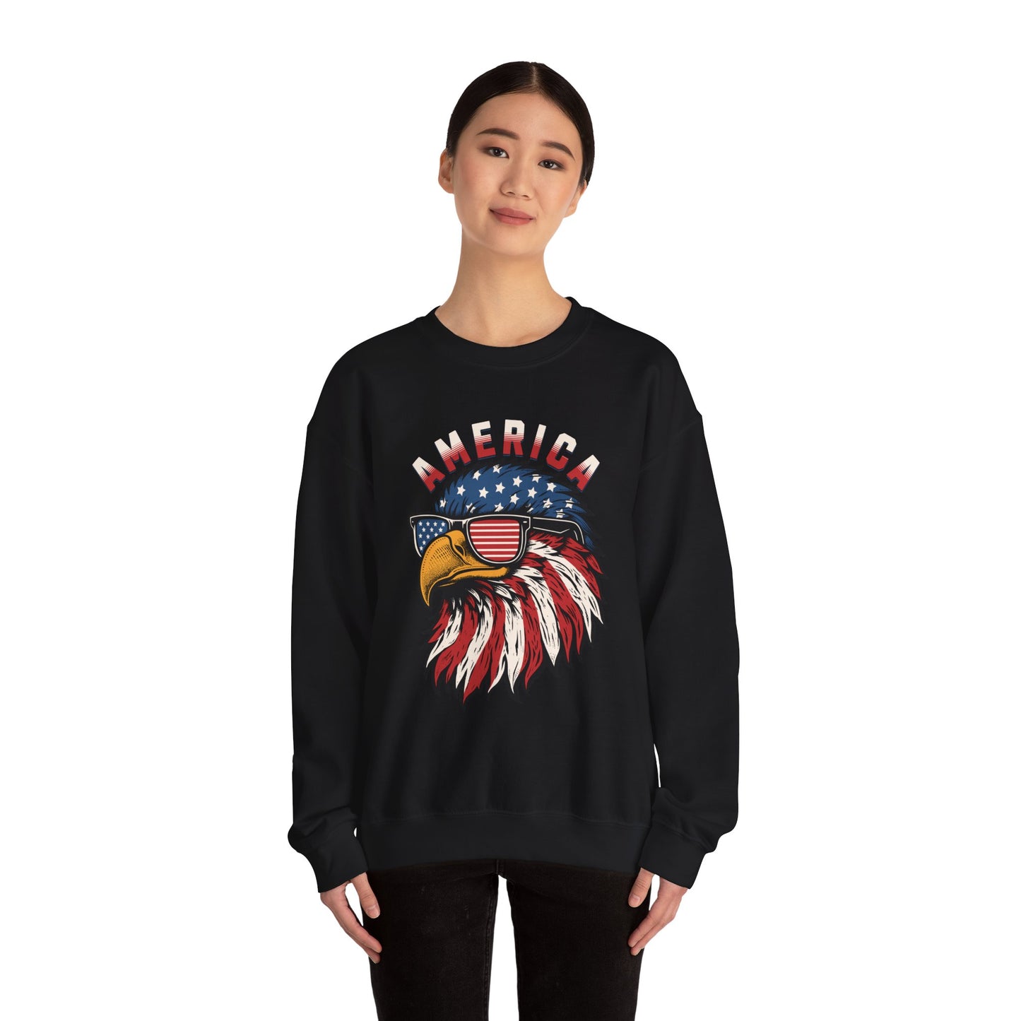 Patriotic Eagle Crewneck Sweatshirt, America Sweatshirt, Unisex Pullover, 4th of July Shirt, Eagle Graphic Sweatshirt
