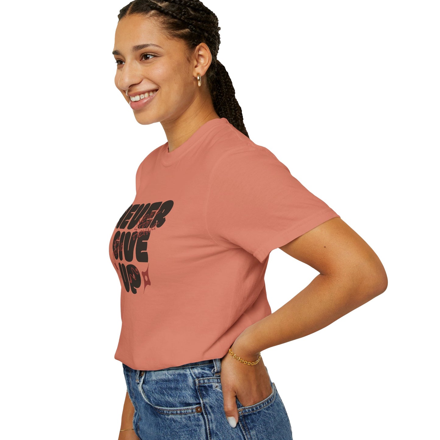 Unisex Motivational T-Shirt - Never Give Up, Inspirational Tee, Gift for Him/Her, Casual Wear, Fitness & Encouragement