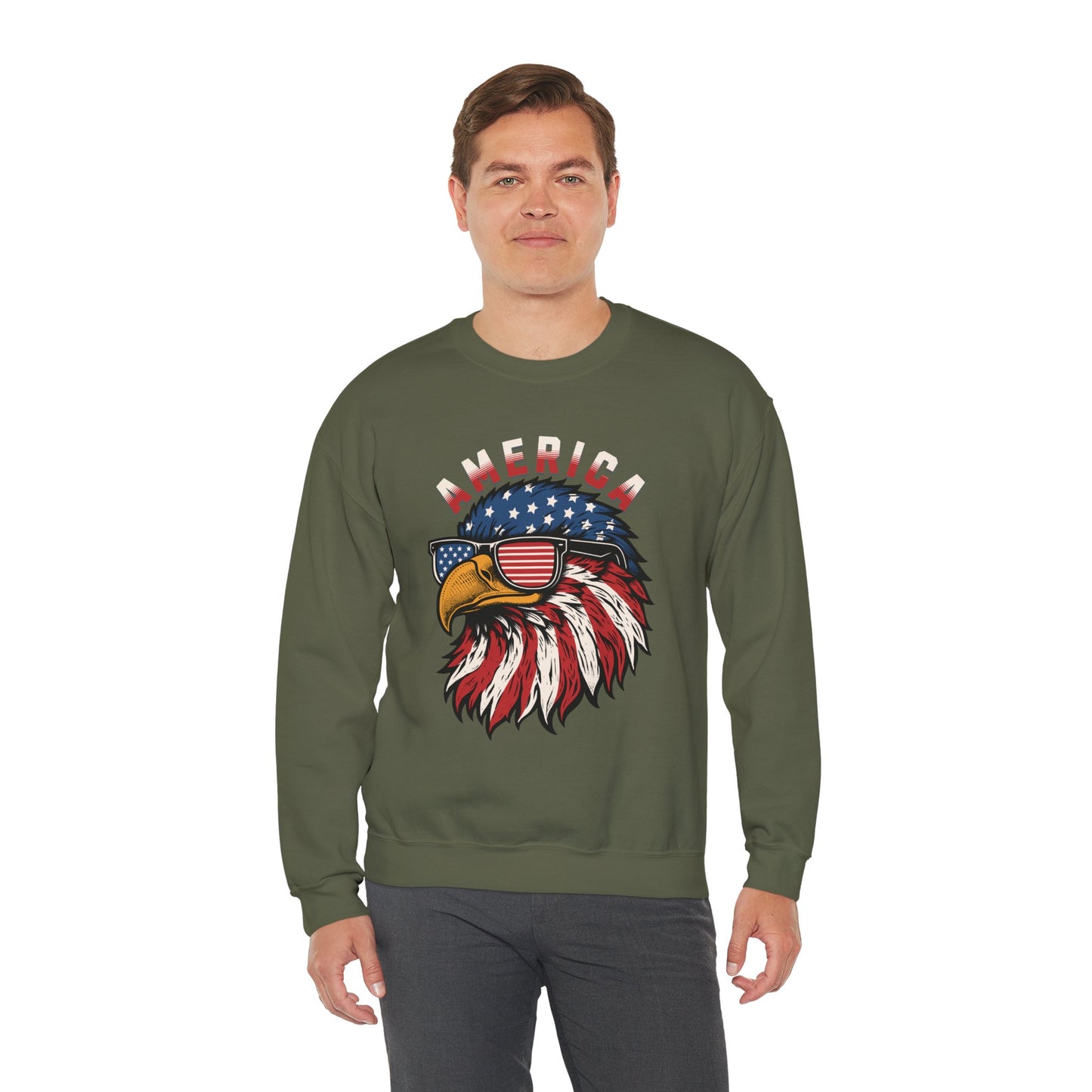Patriotic Eagle Crewneck Sweatshirt, America Sweatshirt, Unisex Pullover, 4th of July Shirt, Eagle Graphic Sweatshirt