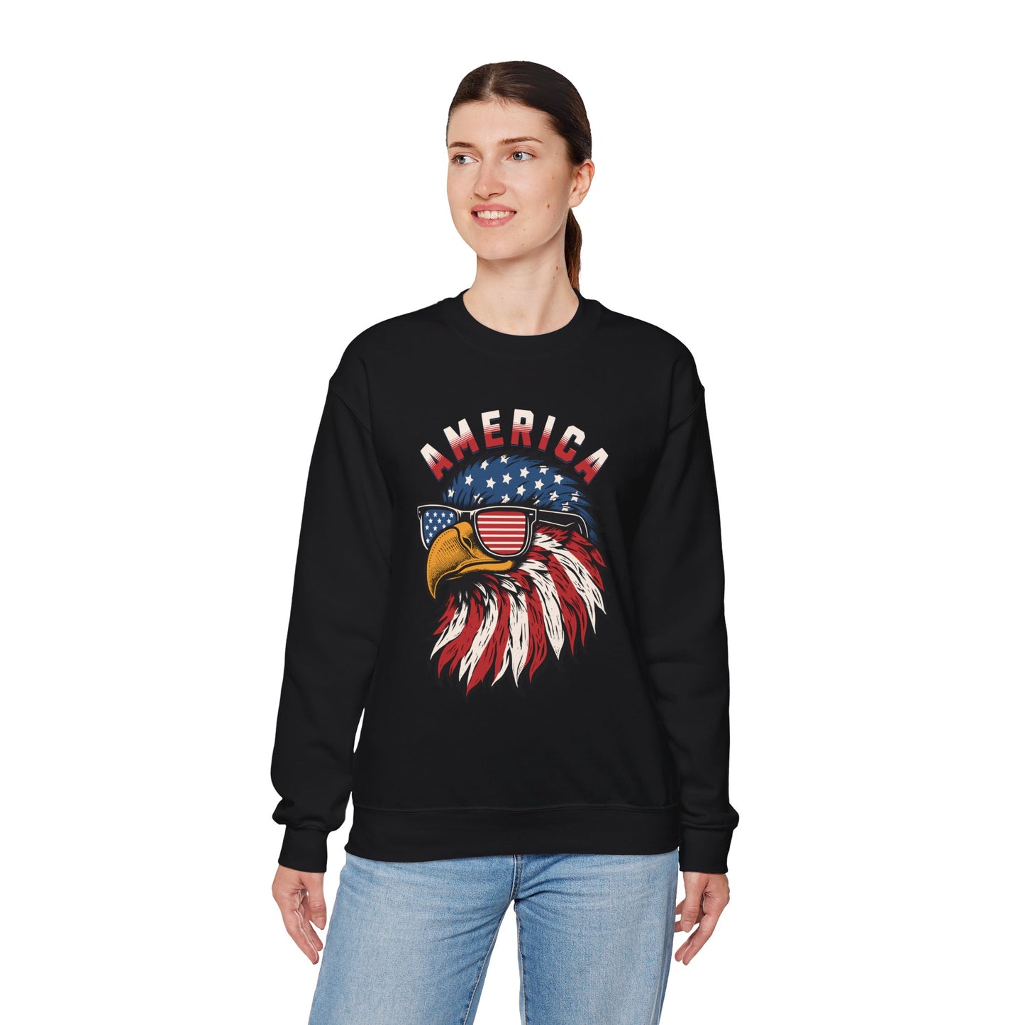 Patriotic Eagle Crewneck Sweatshirt, America Sweatshirt, Unisex Pullover, 4th of July Shirt, Eagle Graphic Sweatshirt