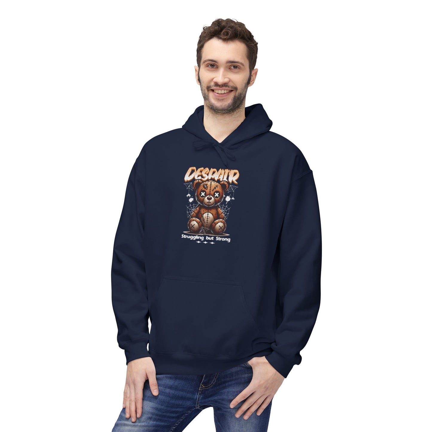 Despair Bear Hoodie | Cozy Graphic Fleece Sweatshirt for Comfort | Cute Gift for Friends | Fall Essentials | Unisex Casual Wear