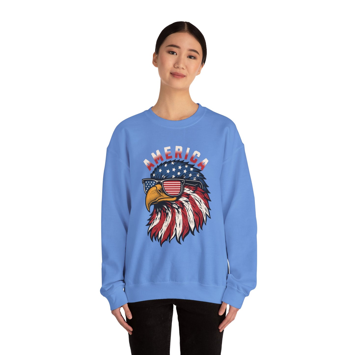 Patriotic Eagle Crewneck Sweatshirt, America Sweatshirt, Unisex Pullover, 4th of July Shirt, Eagle Graphic Sweatshirt