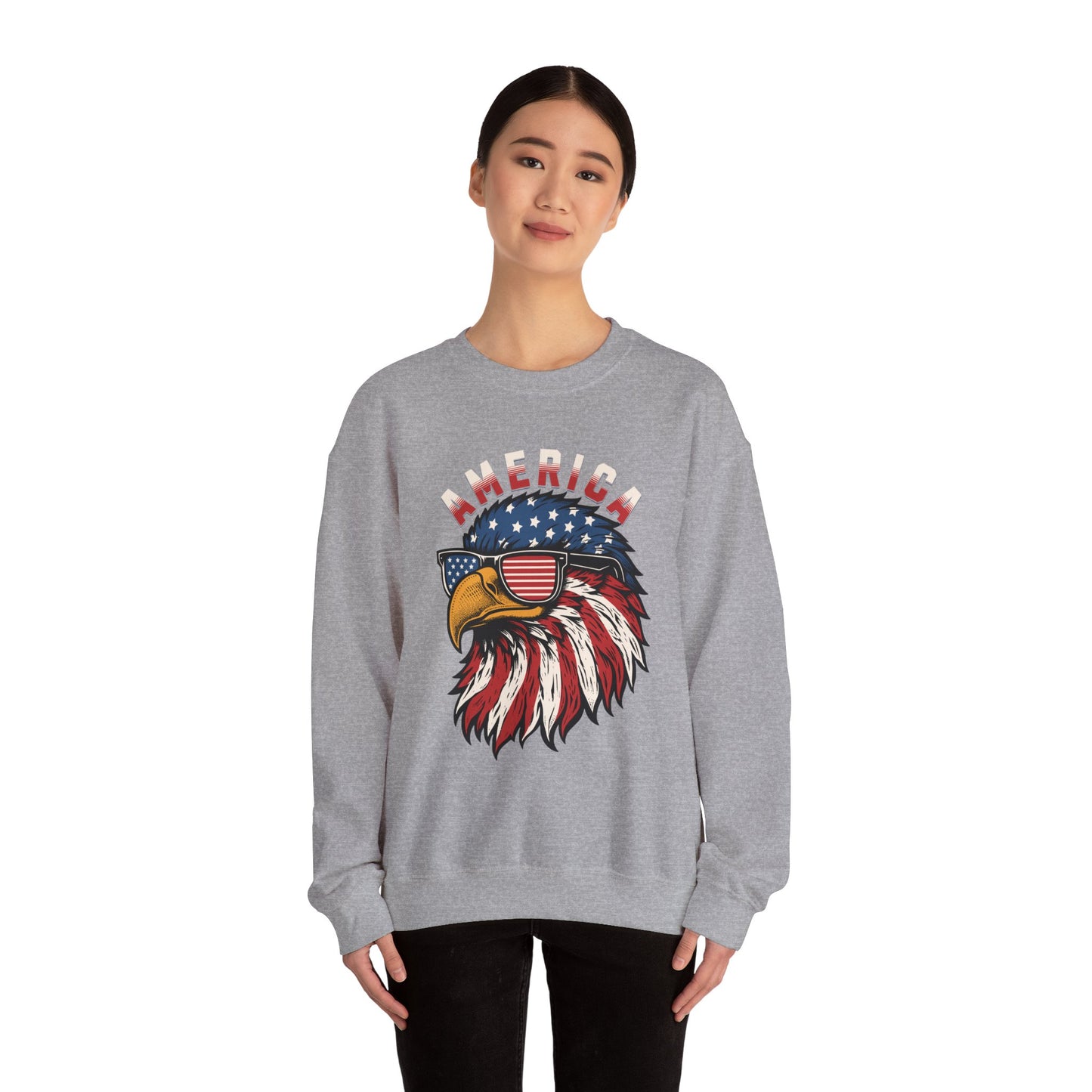 Patriotic Eagle Crewneck Sweatshirt, America Sweatshirt, Unisex Pullover, 4th of July Shirt, Eagle Graphic Sweatshirt