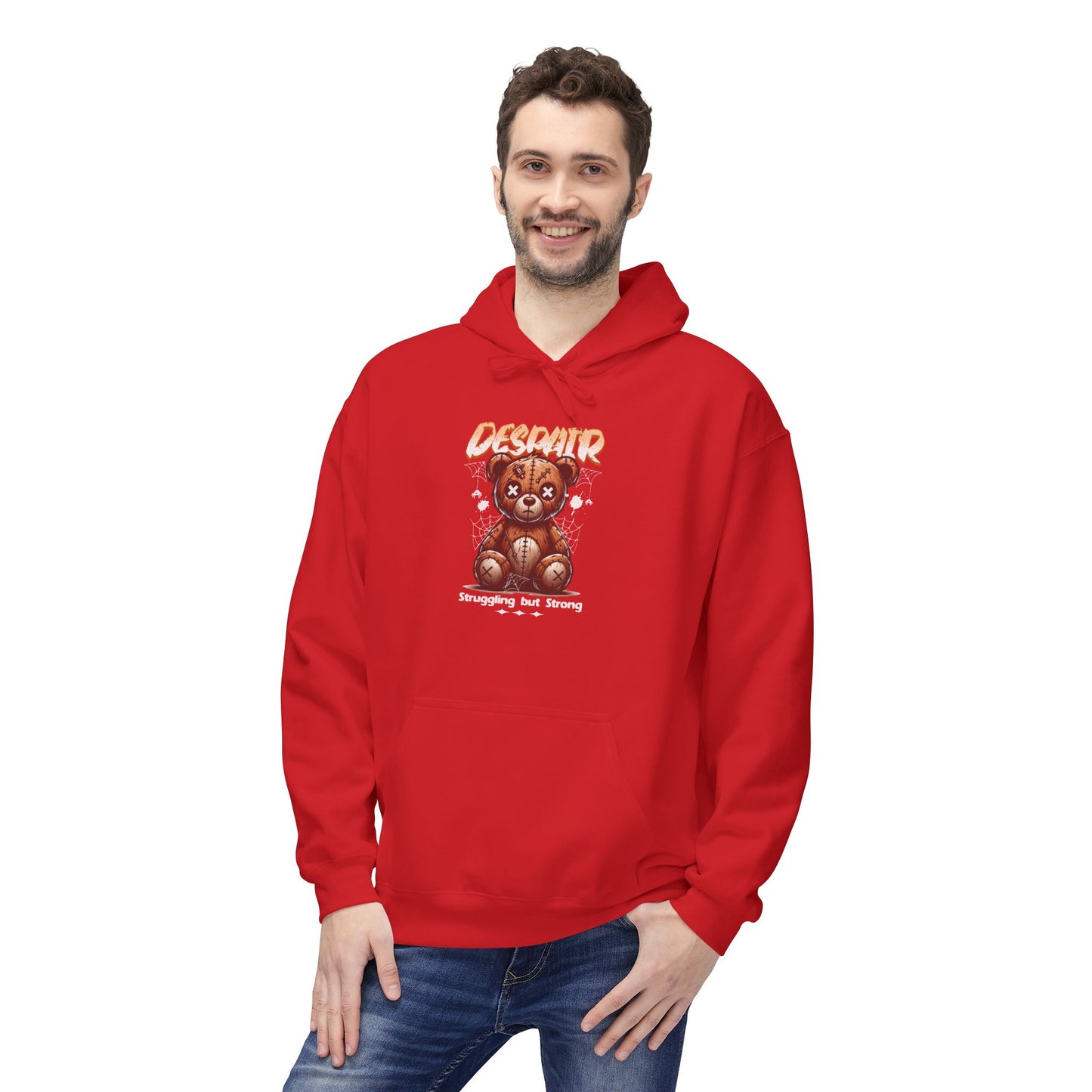 Despair Bear Hoodie | Cozy Graphic Fleece Sweatshirt for Comfort | Cute Gift for Friends | Fall Essentials | Unisex Casual Wear