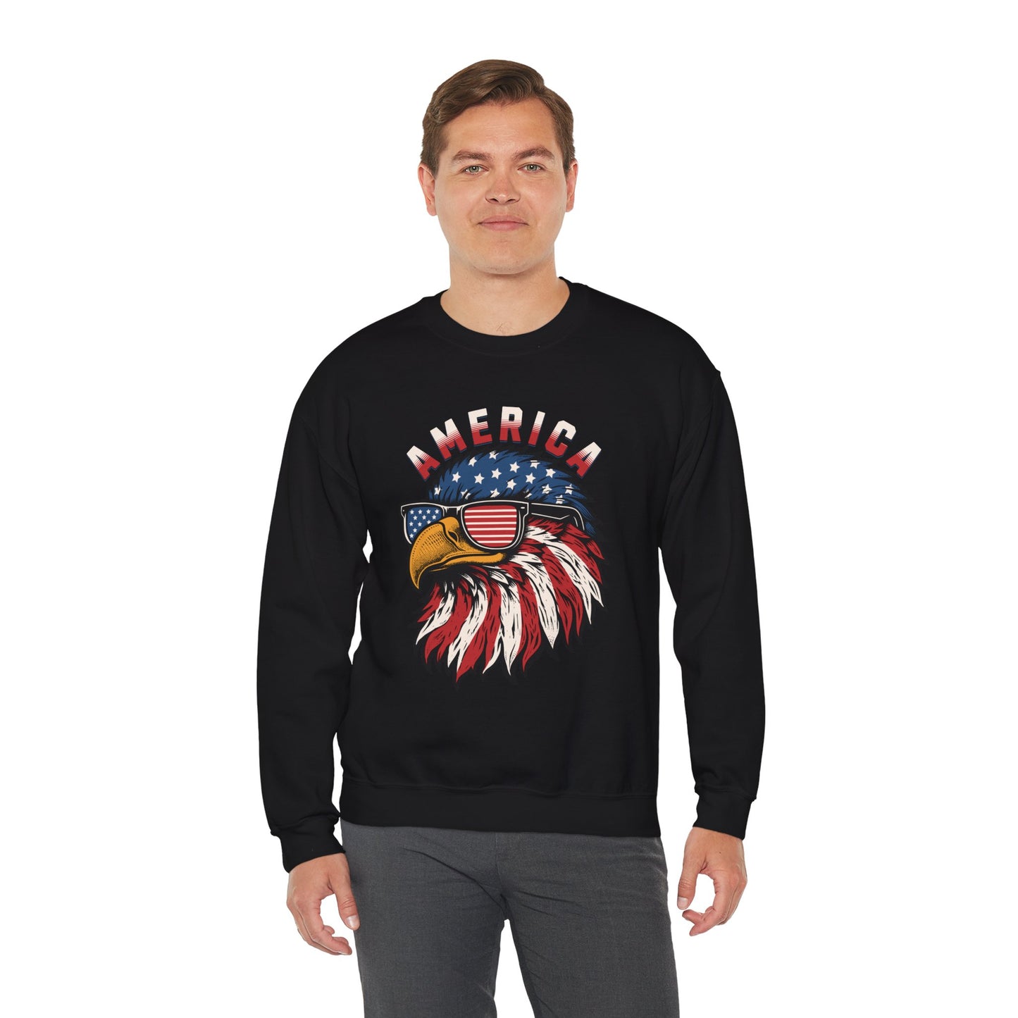 Patriotic Eagle Crewneck Sweatshirt, America Sweatshirt, Unisex Pullover, 4th of July Shirt, Eagle Graphic Sweatshirt