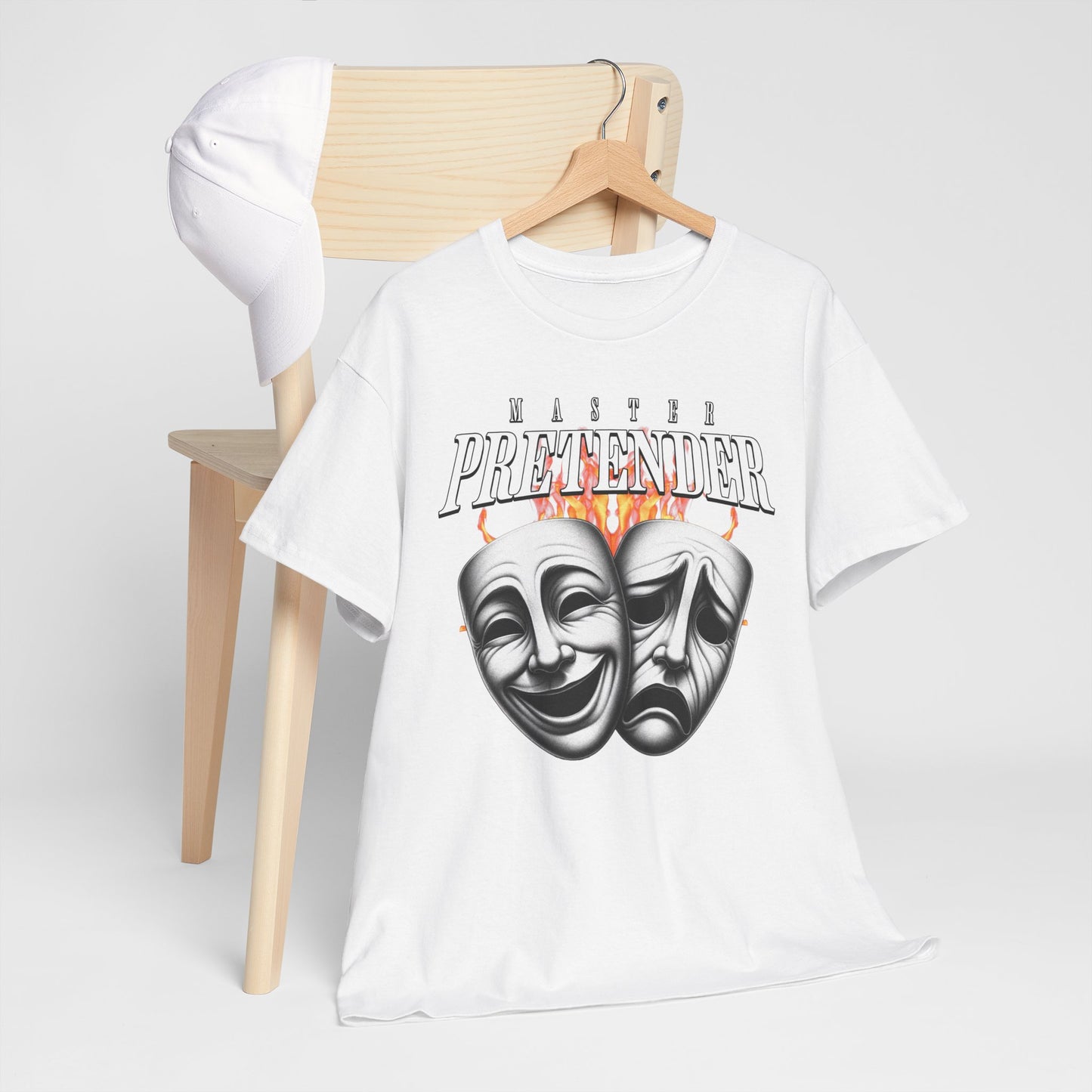 Theatrical Masks Unisex Heavy Cotton Tee, Perfect for Drama Lovers, Gift for Actors, Casual Wear, Theatre Fan Apparel