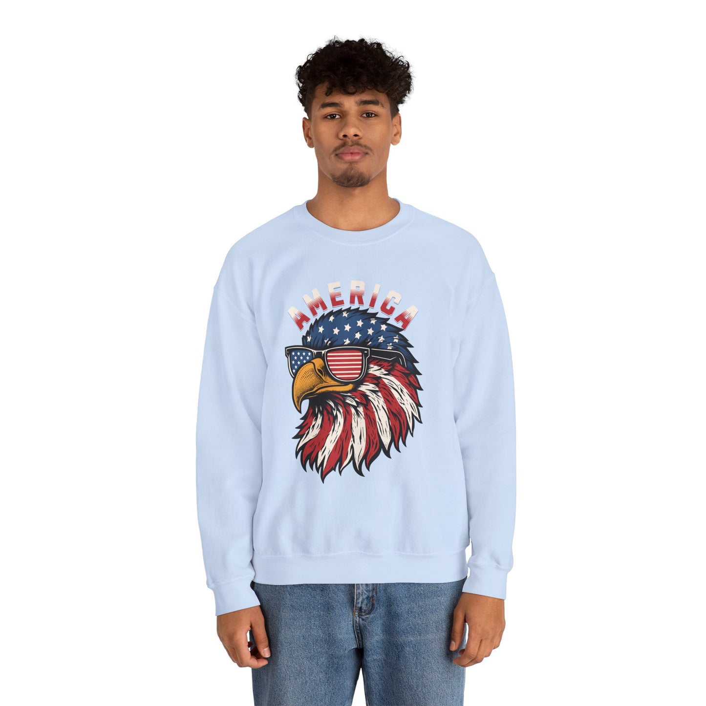 Patriotic Eagle Crewneck Sweatshirt, America Sweatshirt, Unisex Pullover, 4th of July Shirt, Eagle Graphic Sweatshirt