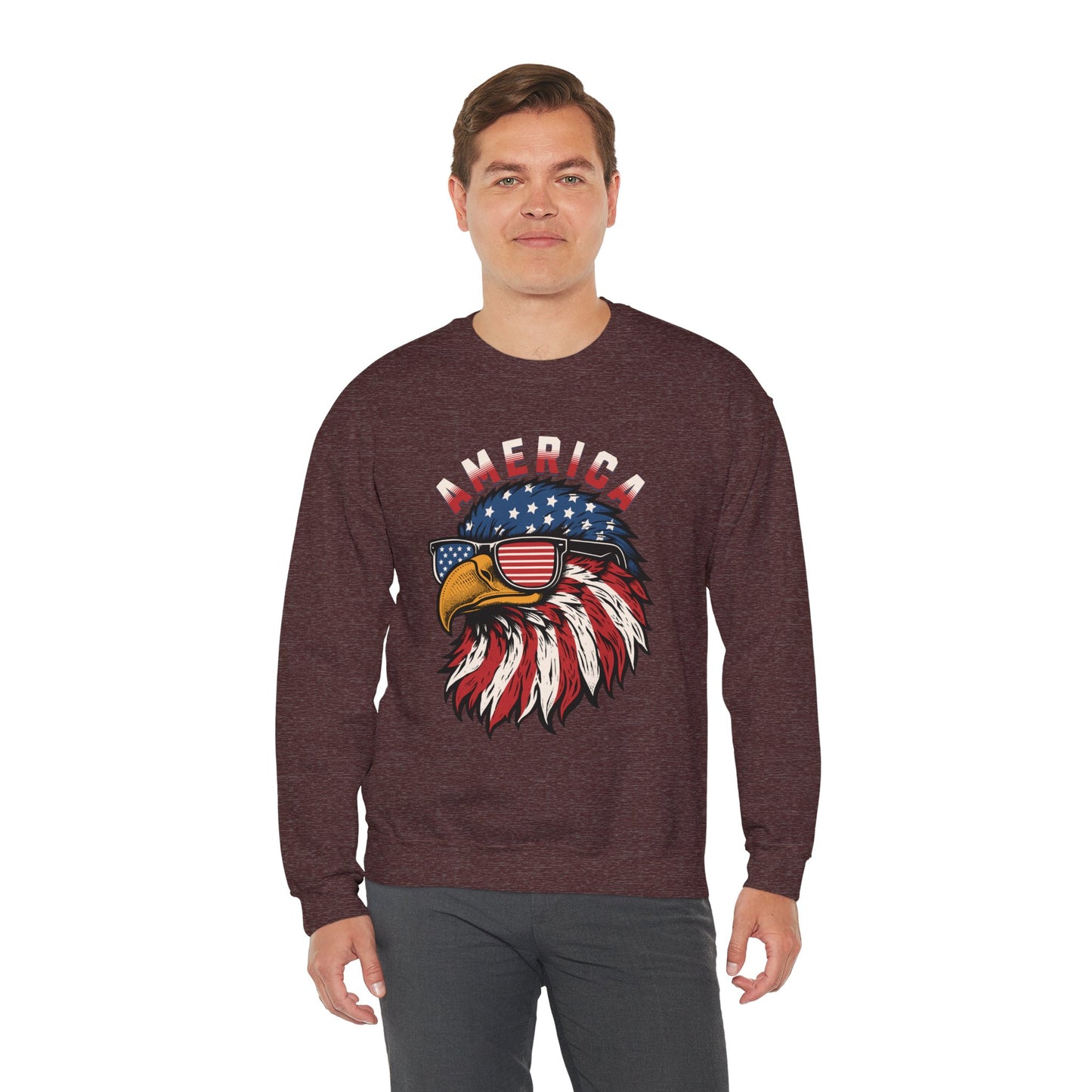 Patriotic Eagle Crewneck Sweatshirt, America Sweatshirt, Unisex Pullover, 4th of July Shirt, Eagle Graphic Sweatshirt