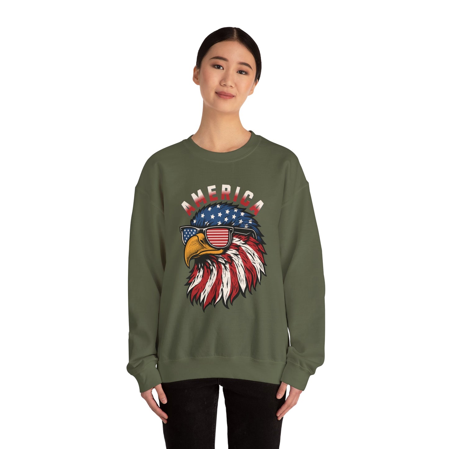 Patriotic Eagle Crewneck Sweatshirt, America Sweatshirt, Unisex Pullover, 4th of July Shirt, Eagle Graphic Sweatshirt