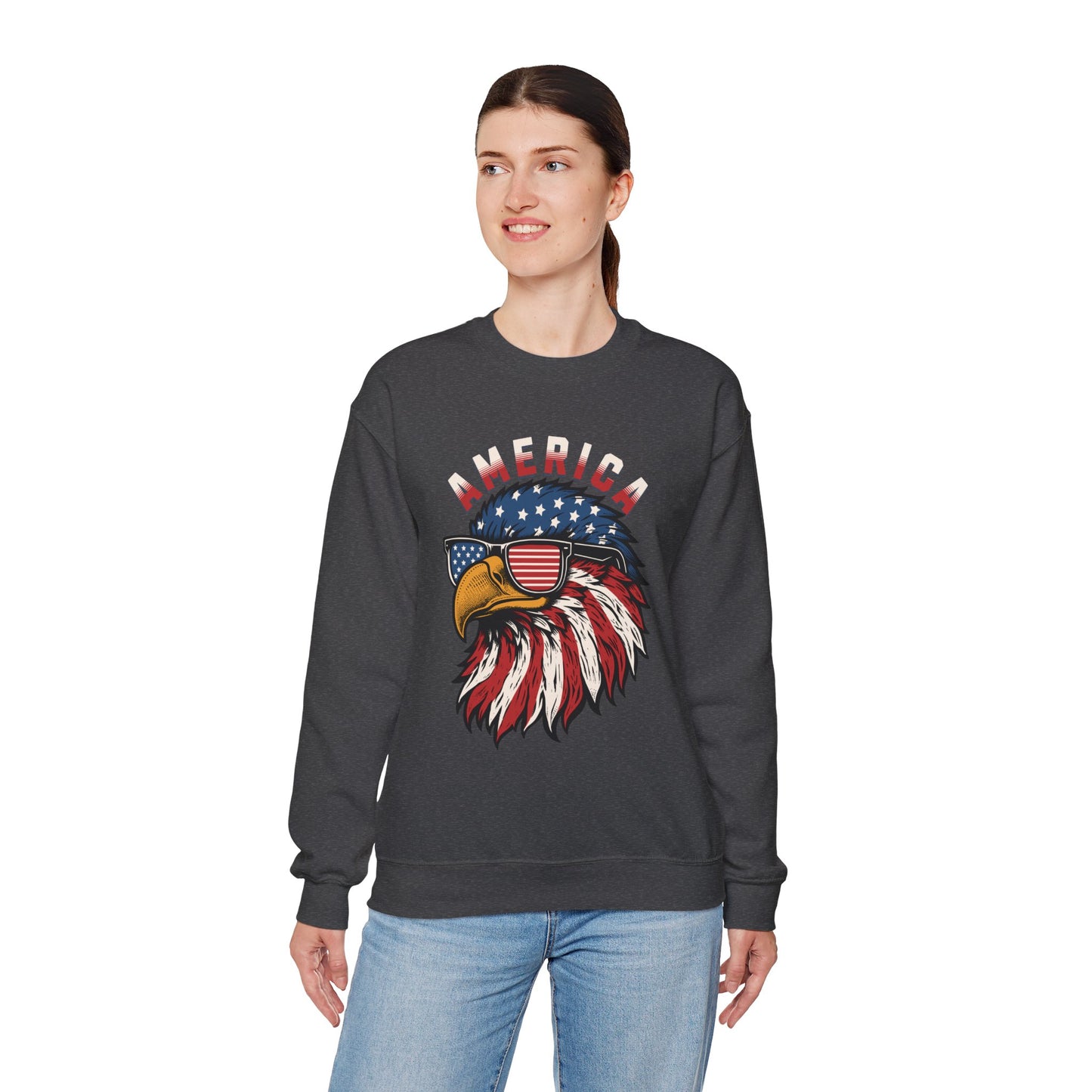 Patriotic Eagle Crewneck Sweatshirt, America Sweatshirt, Unisex Pullover, 4th of July Shirt, Eagle Graphic Sweatshirt
