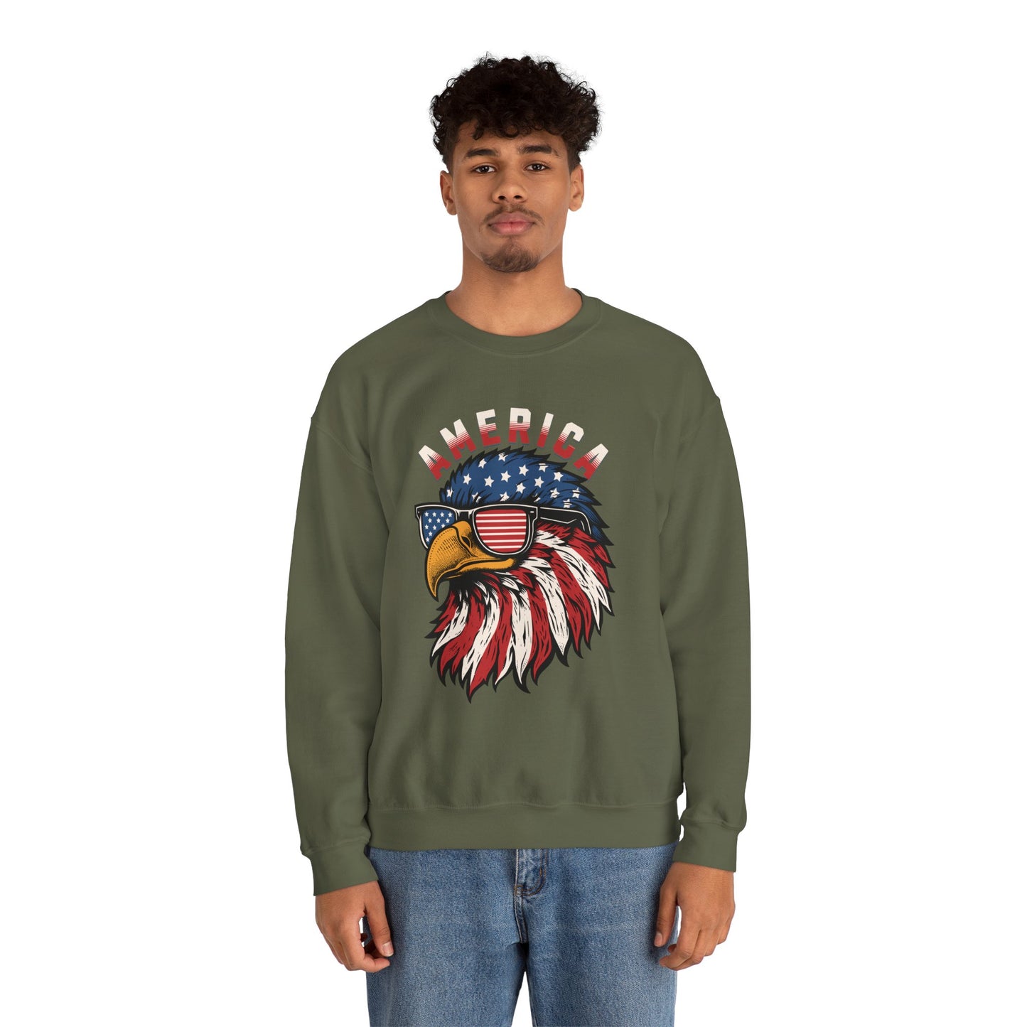Patriotic Eagle Crewneck Sweatshirt, America Sweatshirt, Unisex Pullover, 4th of July Shirt, Eagle Graphic Sweatshirt