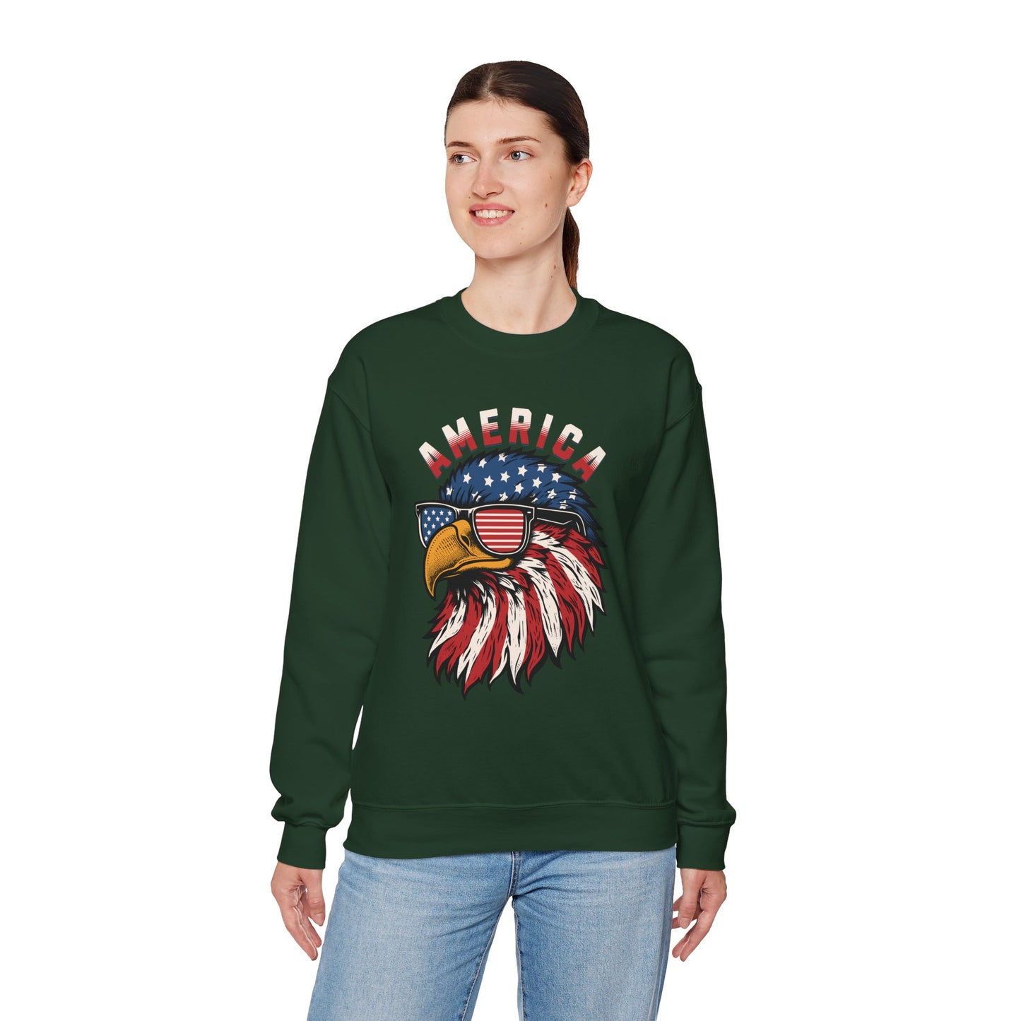 Patriotic Eagle Crewneck Sweatshirt, America Sweatshirt, Unisex Pullover, 4th of July Shirt, Eagle Graphic Sweatshirt