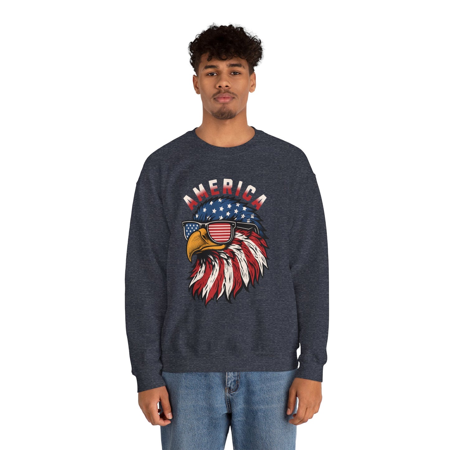 Patriotic Eagle Crewneck Sweatshirt, America Sweatshirt, Unisex Pullover, 4th of July Shirt, Eagle Graphic Sweatshirt