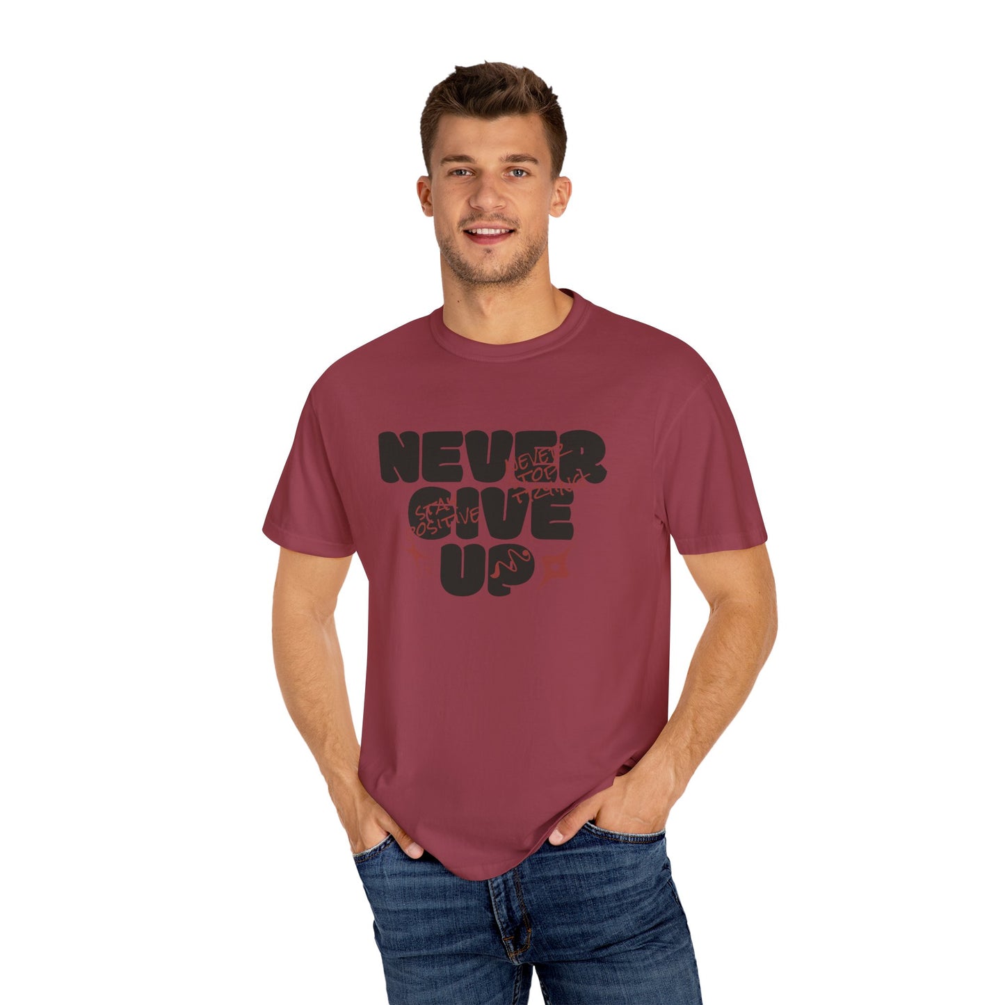 Unisex Motivational T-Shirt - Never Give Up, Inspirational Tee, Gift for Him/Her, Casual Wear, Fitness & Encouragement
