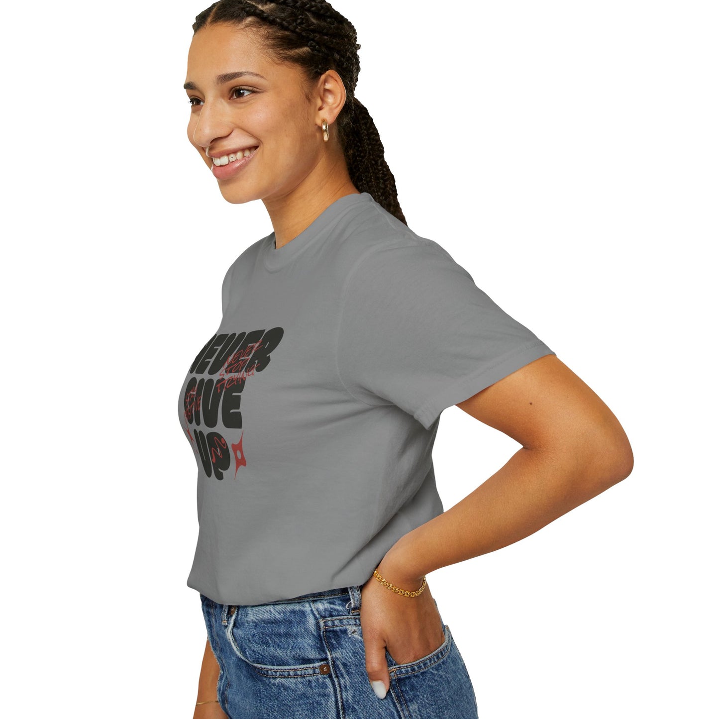 Unisex Motivational T-Shirt - Never Give Up, Inspirational Tee, Gift for Him/Her, Casual Wear, Fitness & Encouragement