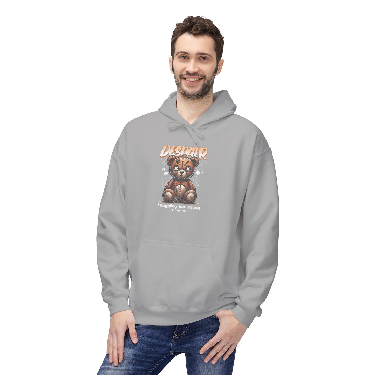 Despair Bear Hoodie | Cozy Graphic Fleece Sweatshirt for Comfort | Cute Gift for Friends | Fall Essentials | Unisex Casual Wear