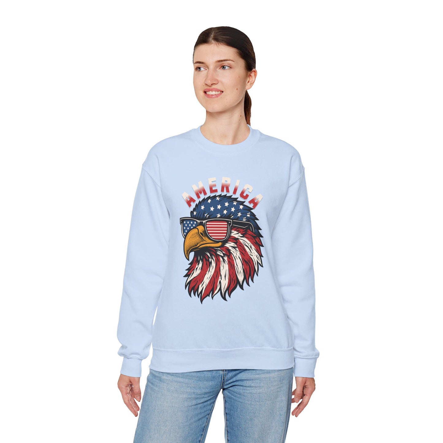 Patriotic Eagle Crewneck Sweatshirt, America Sweatshirt, Unisex Pullover, 4th of July Shirt, Eagle Graphic Sweatshirt