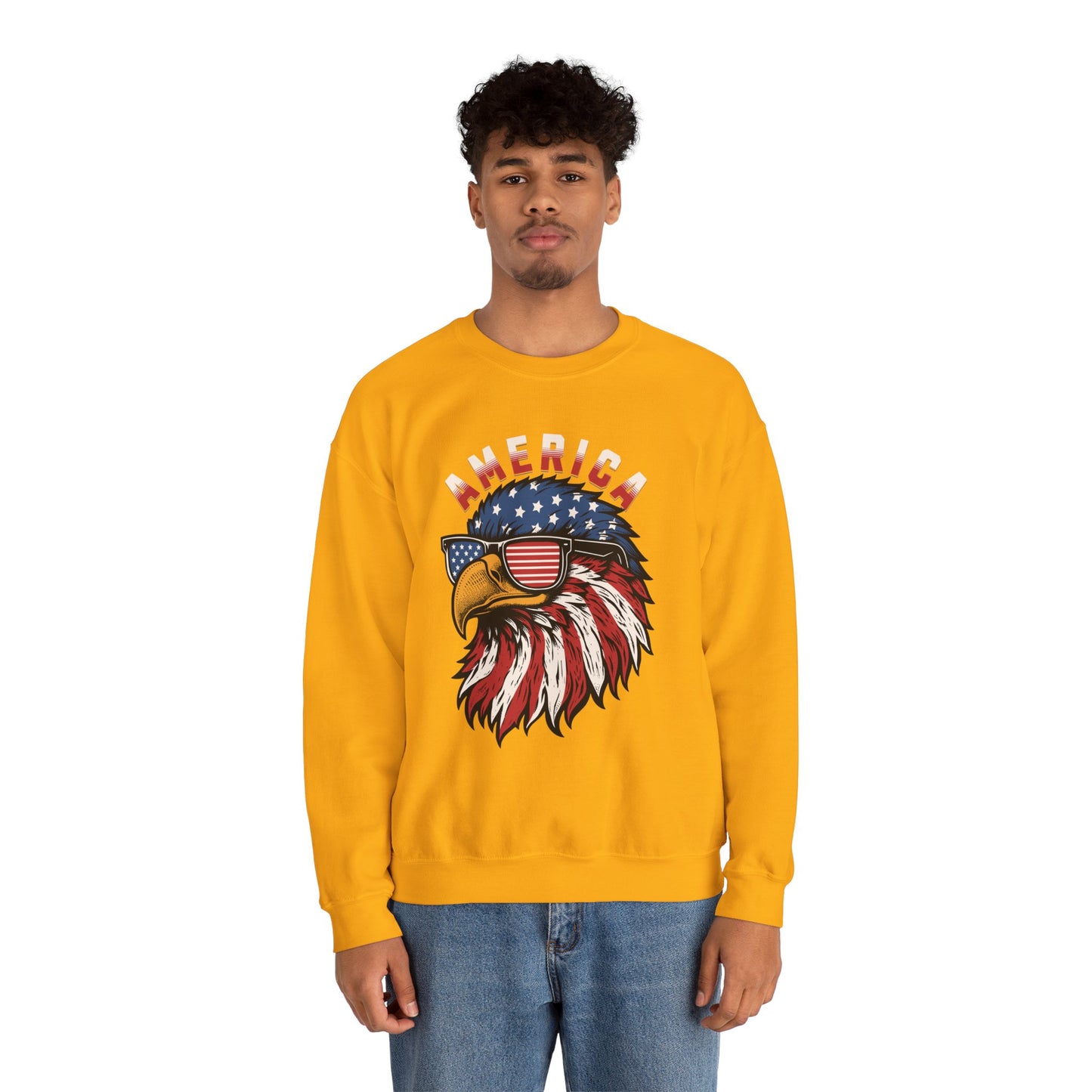 Patriotic Eagle Crewneck Sweatshirt, America Sweatshirt, Unisex Pullover, 4th of July Shirt, Eagle Graphic Sweatshirt