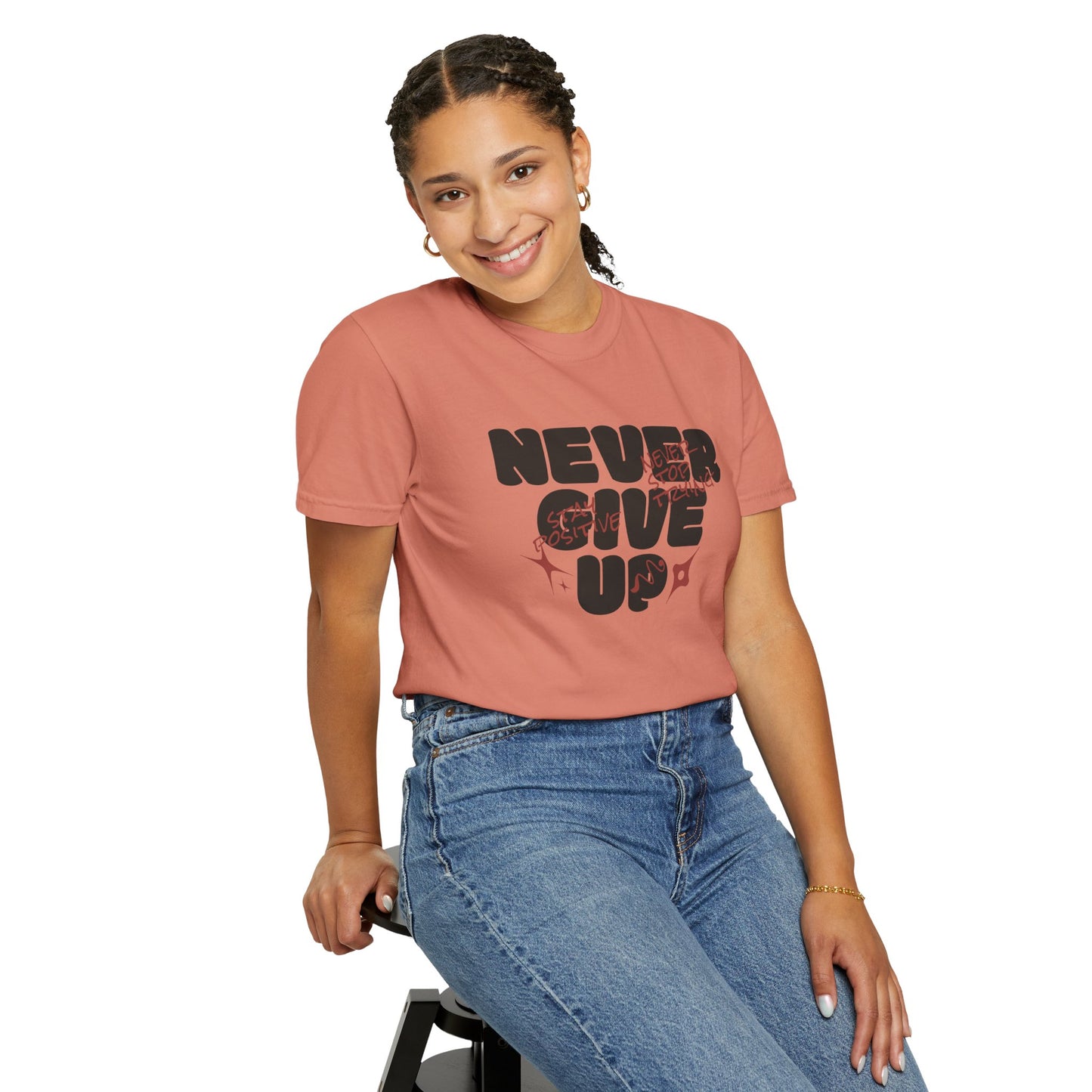 Unisex Motivational T-Shirt - Never Give Up, Inspirational Tee, Gift for Him/Her, Casual Wear, Fitness & Encouragement