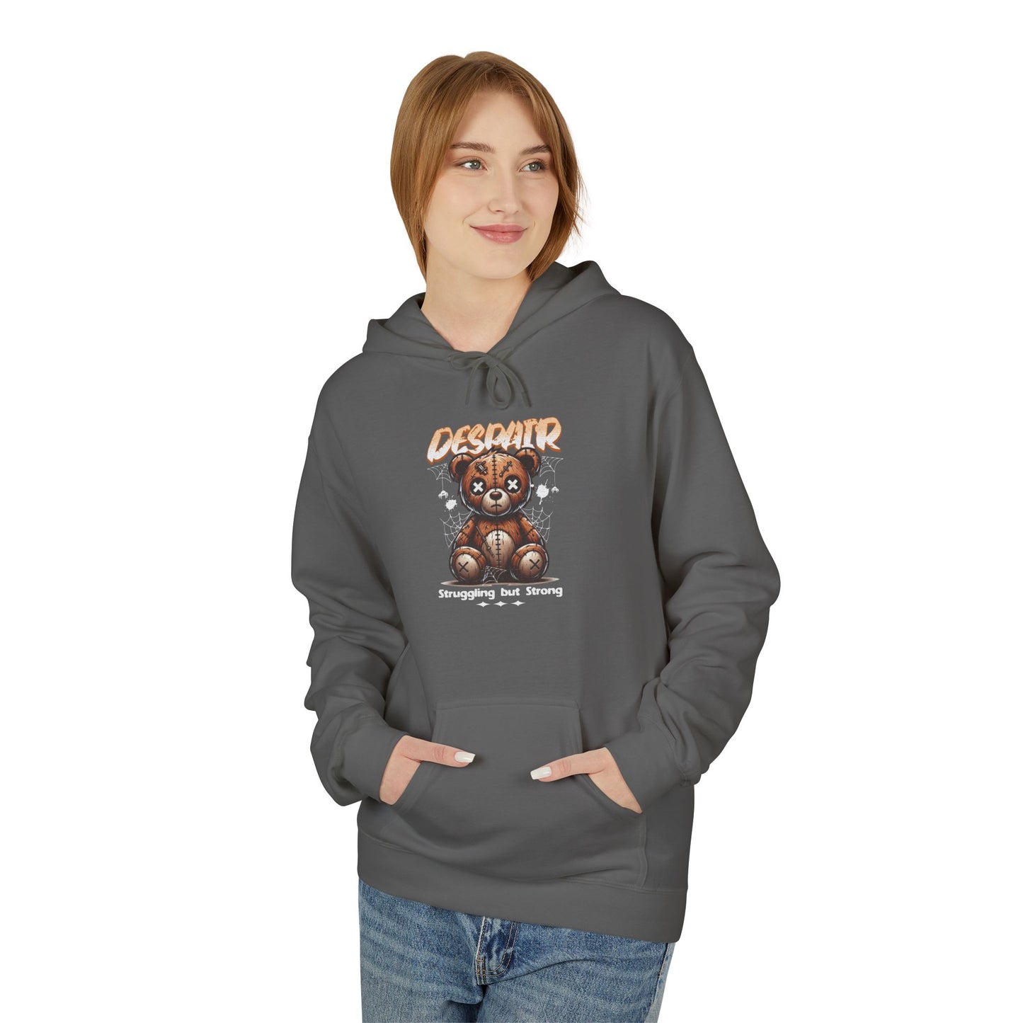 Despair Bear Hoodie | Cozy Graphic Fleece Sweatshirt for Comfort | Cute Gift for Friends | Fall Essentials | Unisex Casual Wear