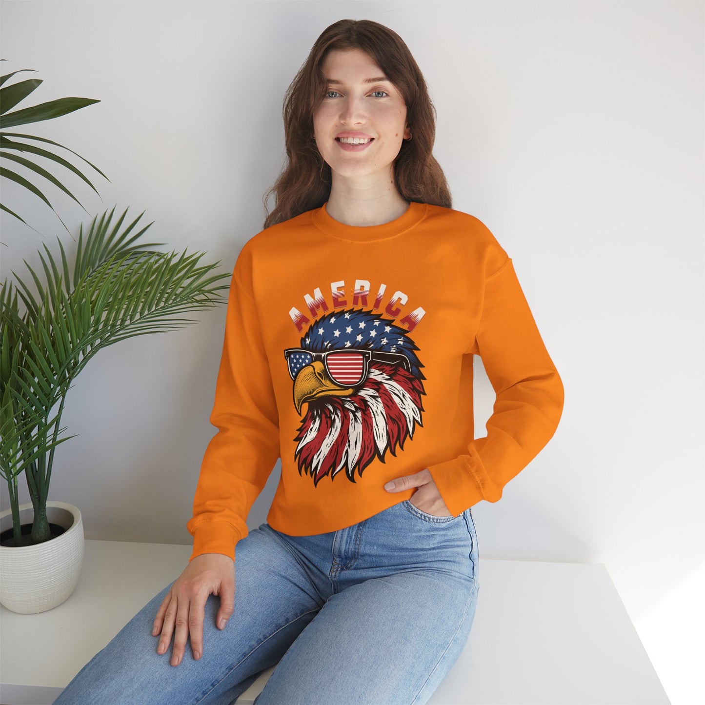 Patriotic Eagle Crewneck Sweatshirt, America Sweatshirt, Unisex Pullover, 4th of July Shirt, Eagle Graphic Sweatshirt