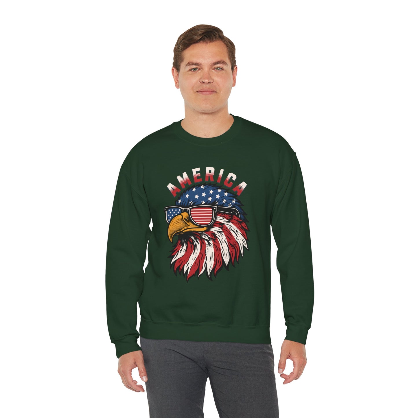 Patriotic Eagle Crewneck Sweatshirt, America Sweatshirt, Unisex Pullover, 4th of July Shirt, Eagle Graphic Sweatshirt