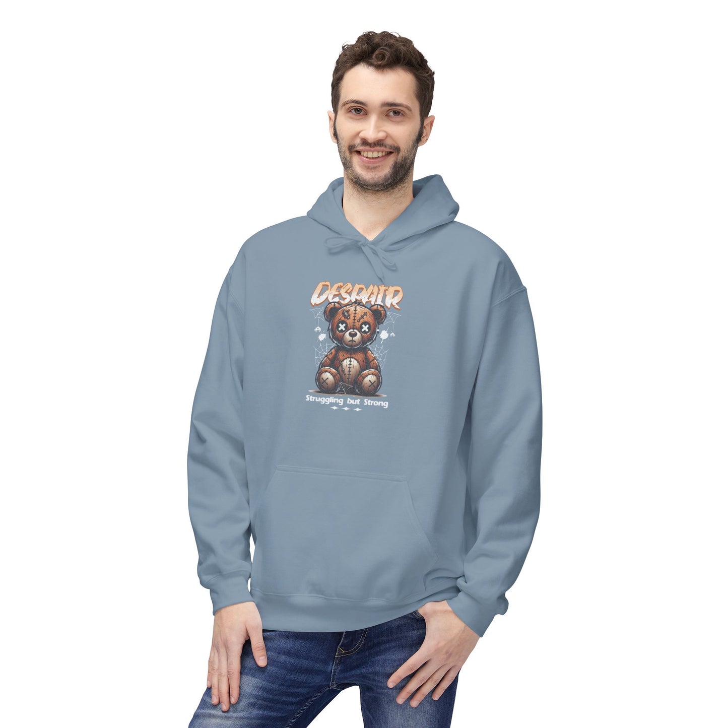 Despair Bear Hoodie | Cozy Graphic Fleece Sweatshirt for Comfort | Cute Gift for Friends | Fall Essentials | Unisex Casual Wear